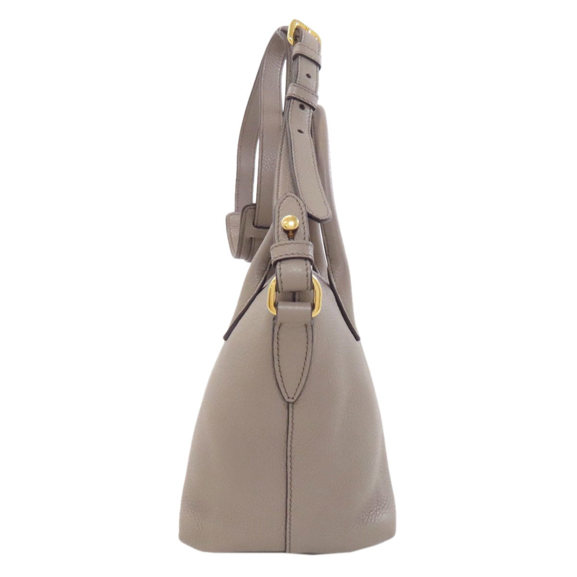 Prada Gray Leather Handbag (Pre-Owned)