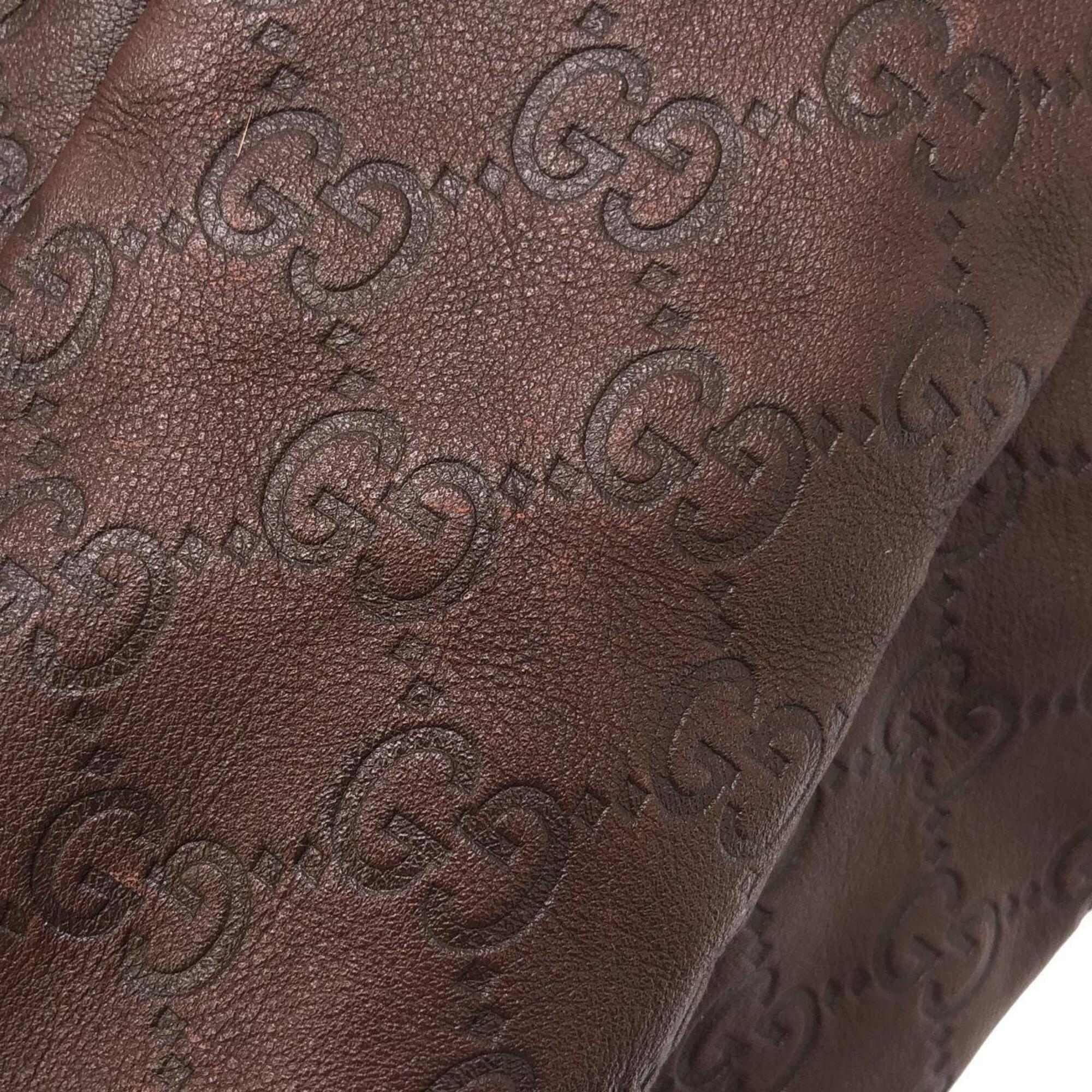 Gucci Brown Gg Leather Handbag (Pre-Owned)