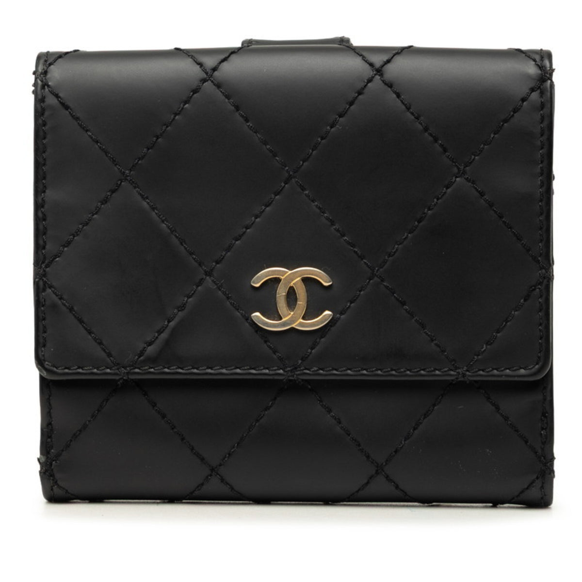 Chanel Black Leather Wallet (Bi-Fold) (Pre-Owned)