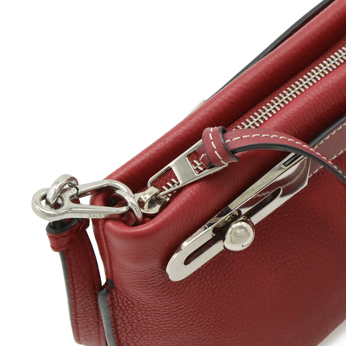 Loewe Pink Red Red Color Leather Clutch Bag Shoulder Bag (Pre-Owned)