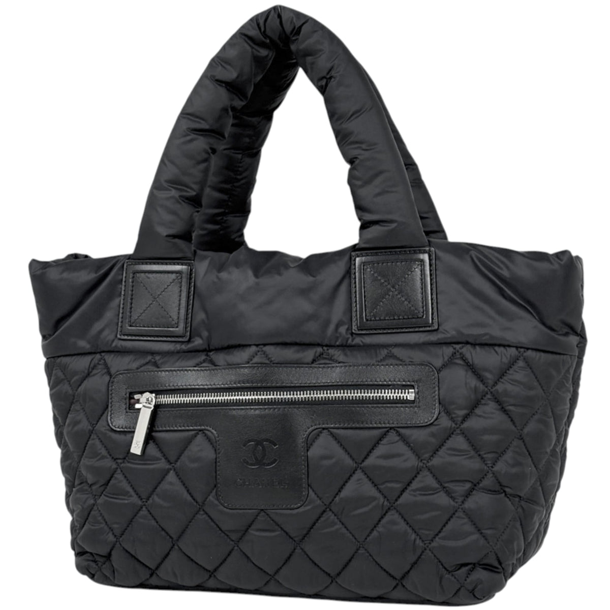 Chanel Black Nylon Leather Tote Bag (Pre-Owned)