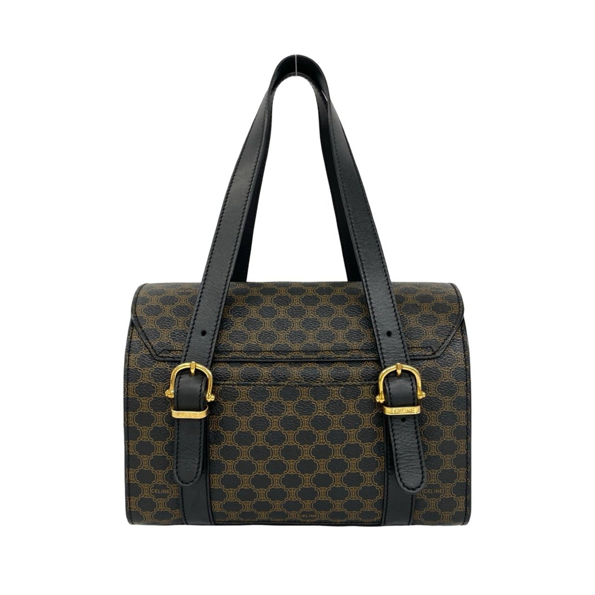 Celine Black Brown Leather Pvc Boston Bag Handbag (Pre-Owned)