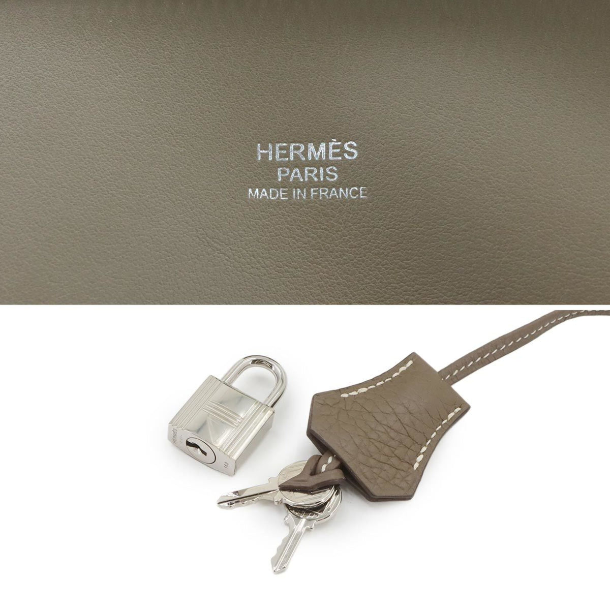 Hermes Etoupe Gray Taurillon Clemence Leather Handbag (Pre-Owned)