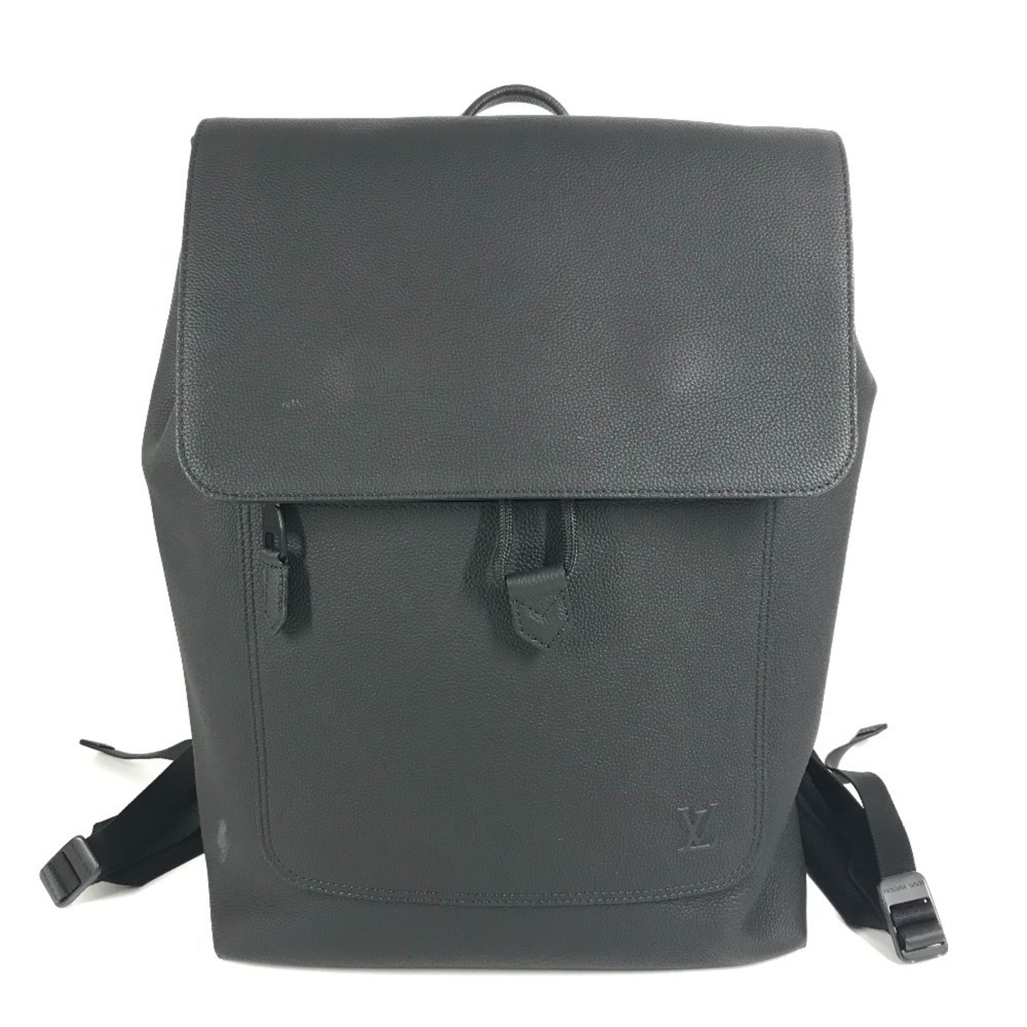 Louis Vuitton Black Noir Leather Backpack (Pre-Owned)