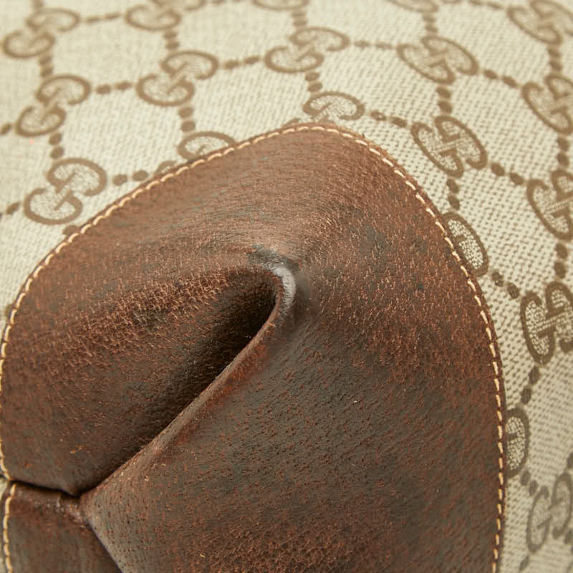 Gucci Beige Brown Pvc Leather Shoulder Bag Tote Bag (Pre-Owned)