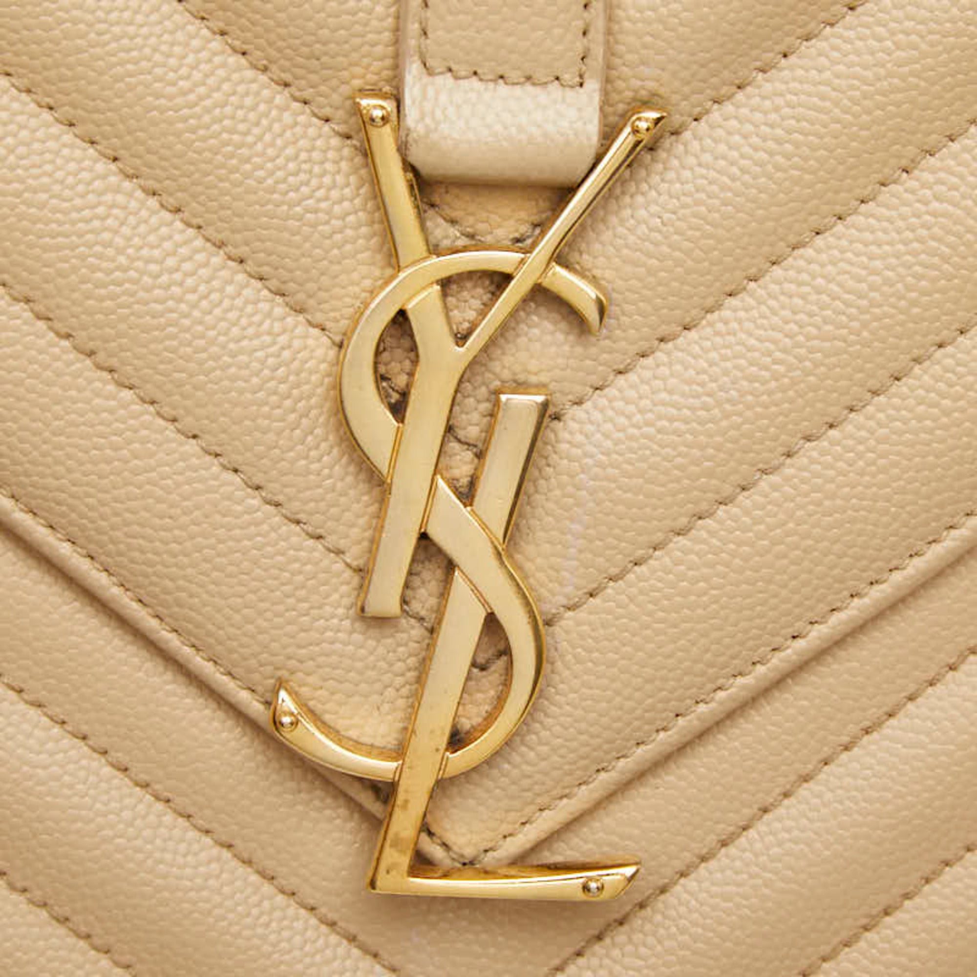 Saint Laurent Beige Gold Leather Shoulder Bag (Pre-Owned)