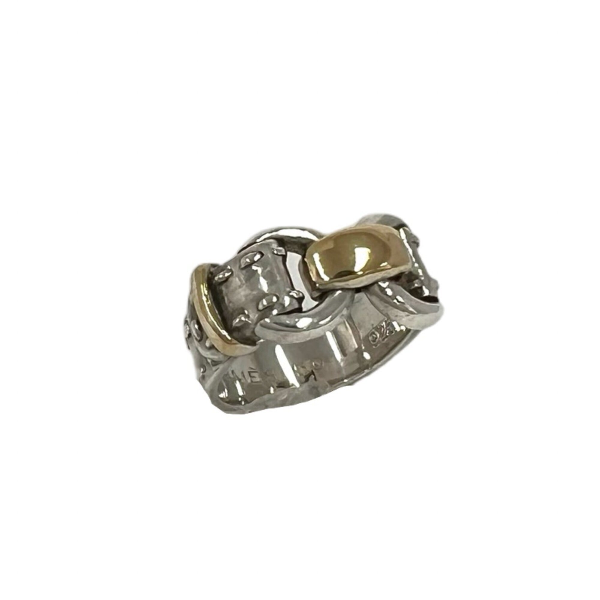 Hermes Gold Silver Yellow Gold (18K) Silver 925 Band Ring (Pre-Owned)
