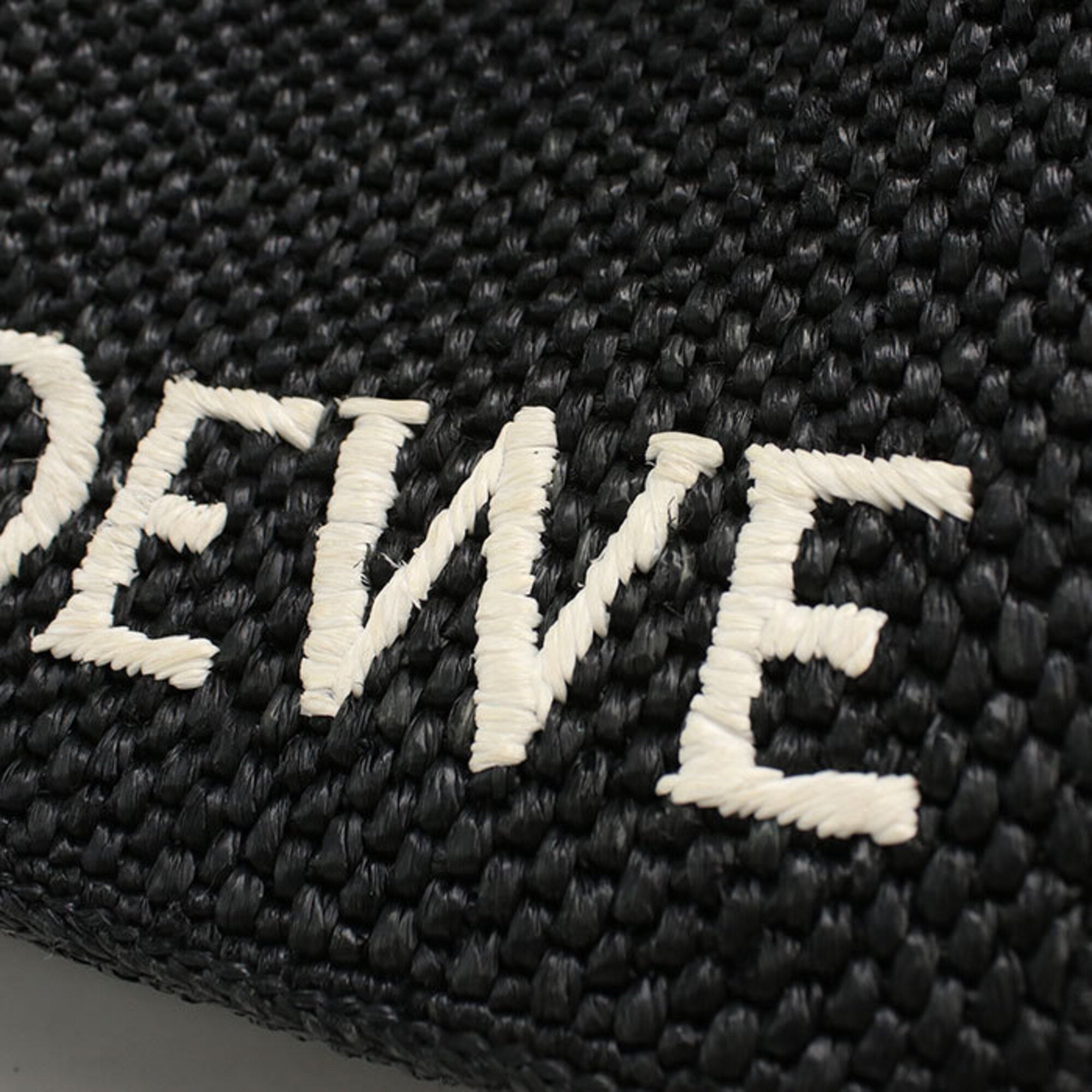 Loewe Black Leather Raffia Handbag Shoulder Bag (Pre-Owned)