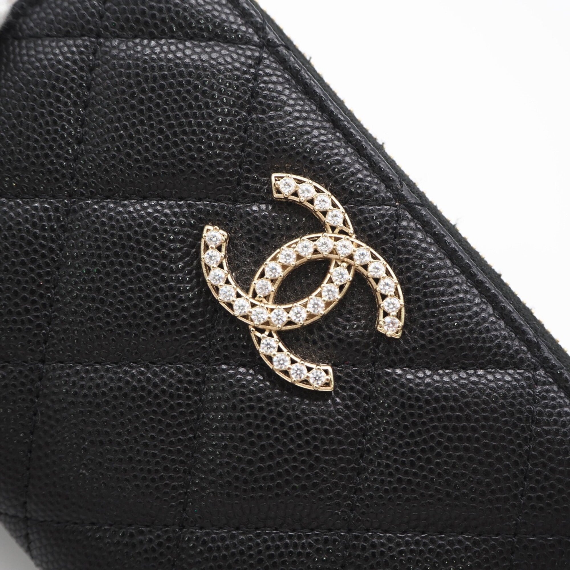 Chanel Matelasse Black Grained Calfskin Coin Purse/Coin Case (Pre-Owned)