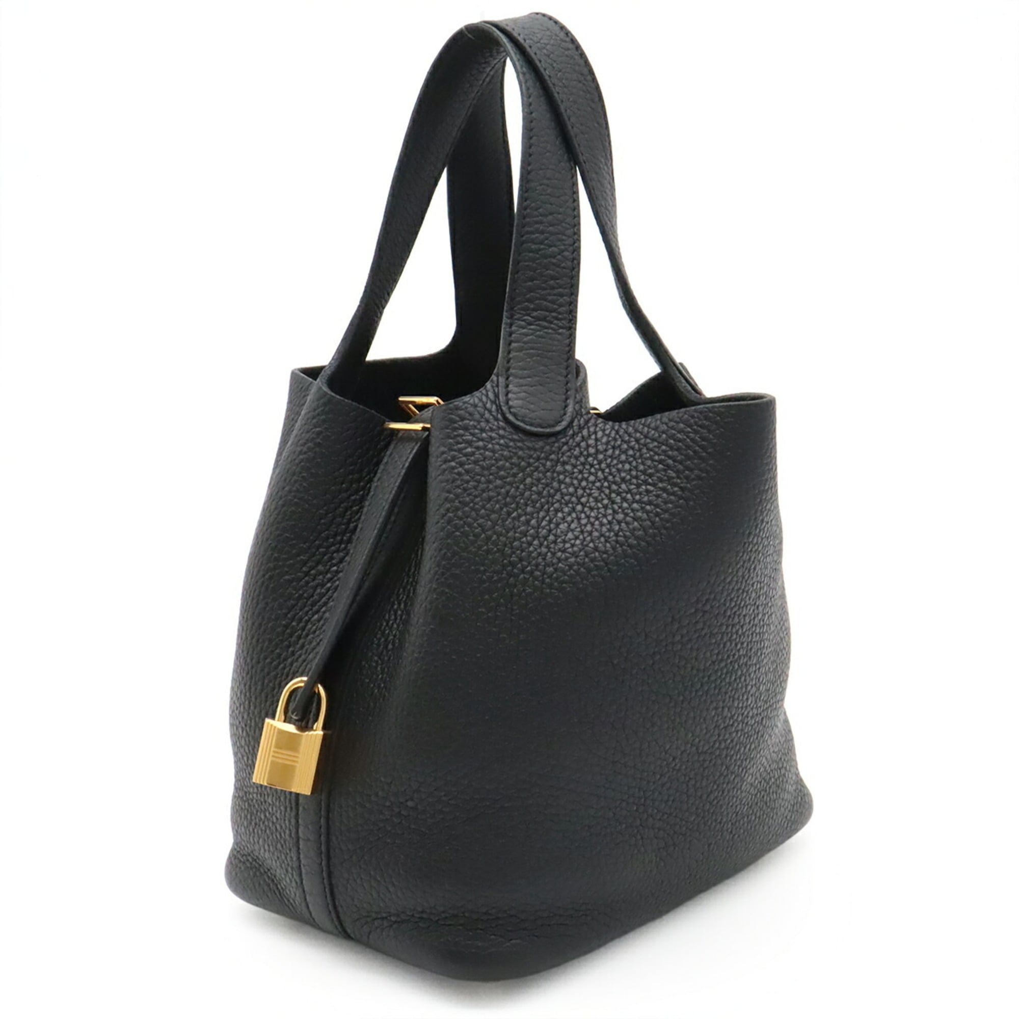 Hermes Picotin Black Taurillon Clemence Leather Handbag Tote Bag (Pre-Owned)