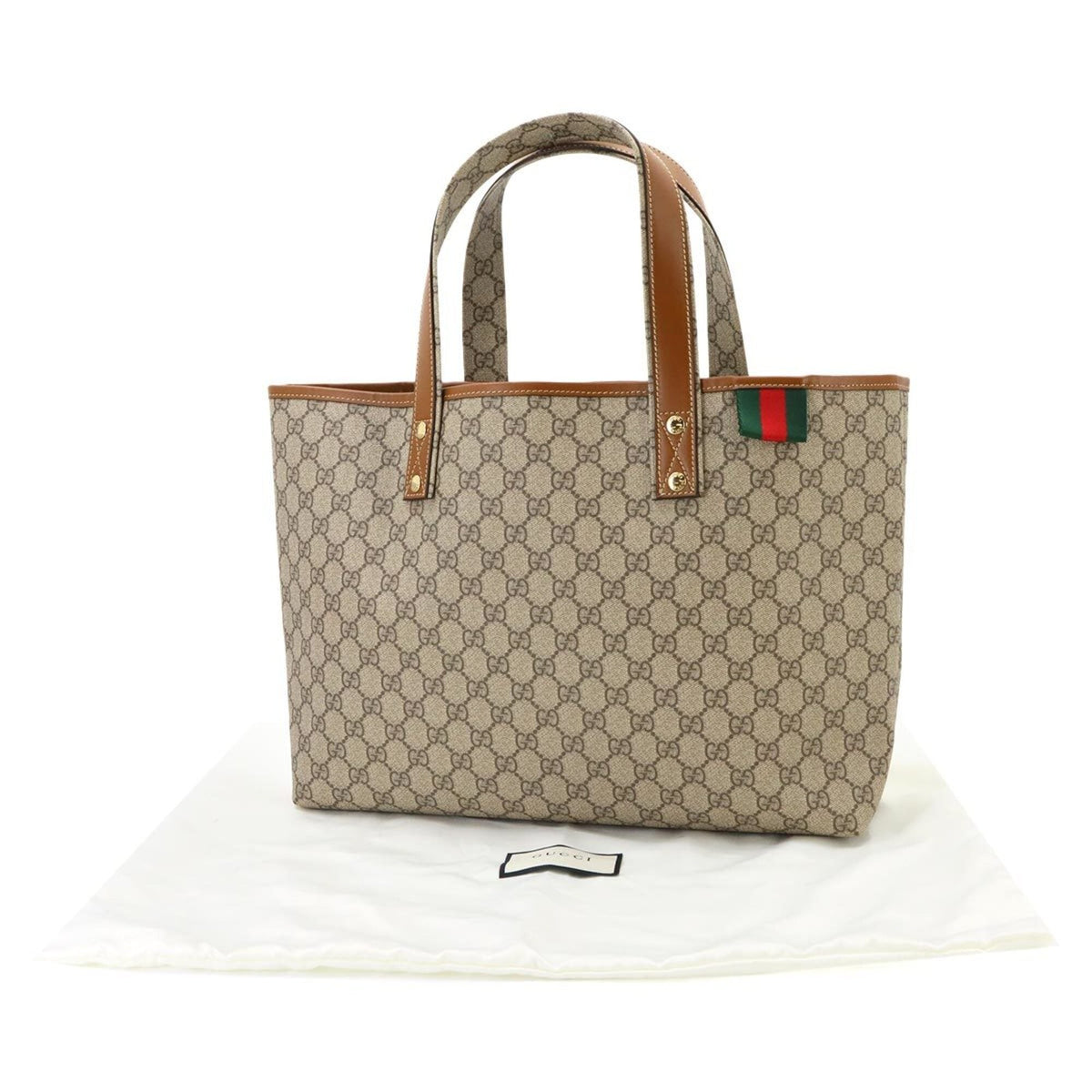 Gucci Beige Brown Gg Supreme Leather Handbag Tote Bag (Pre-Owned)