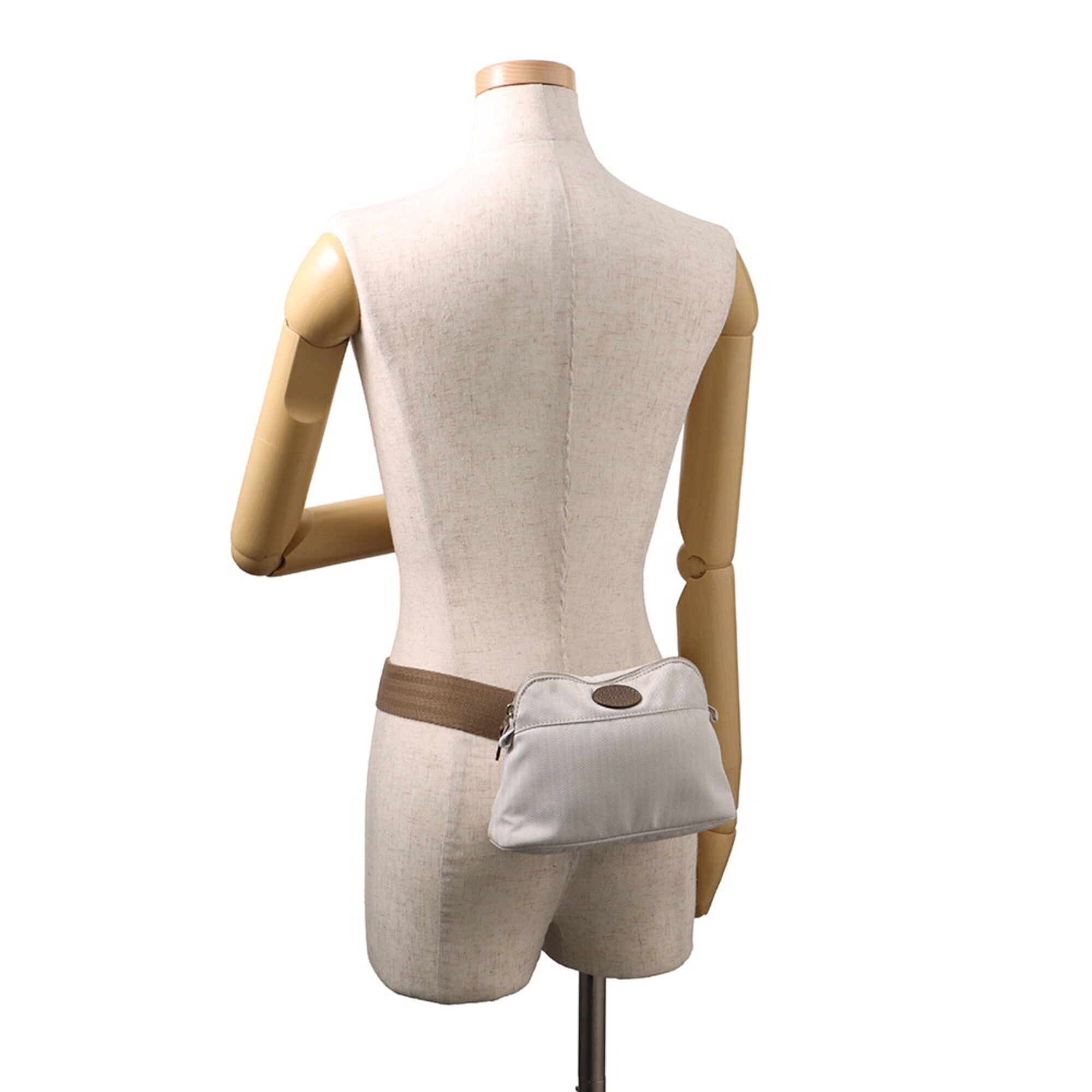Hermes Beige Etoupe Gray Cotton Polyamide Fanny Pack Handbag (Pre-Owned)