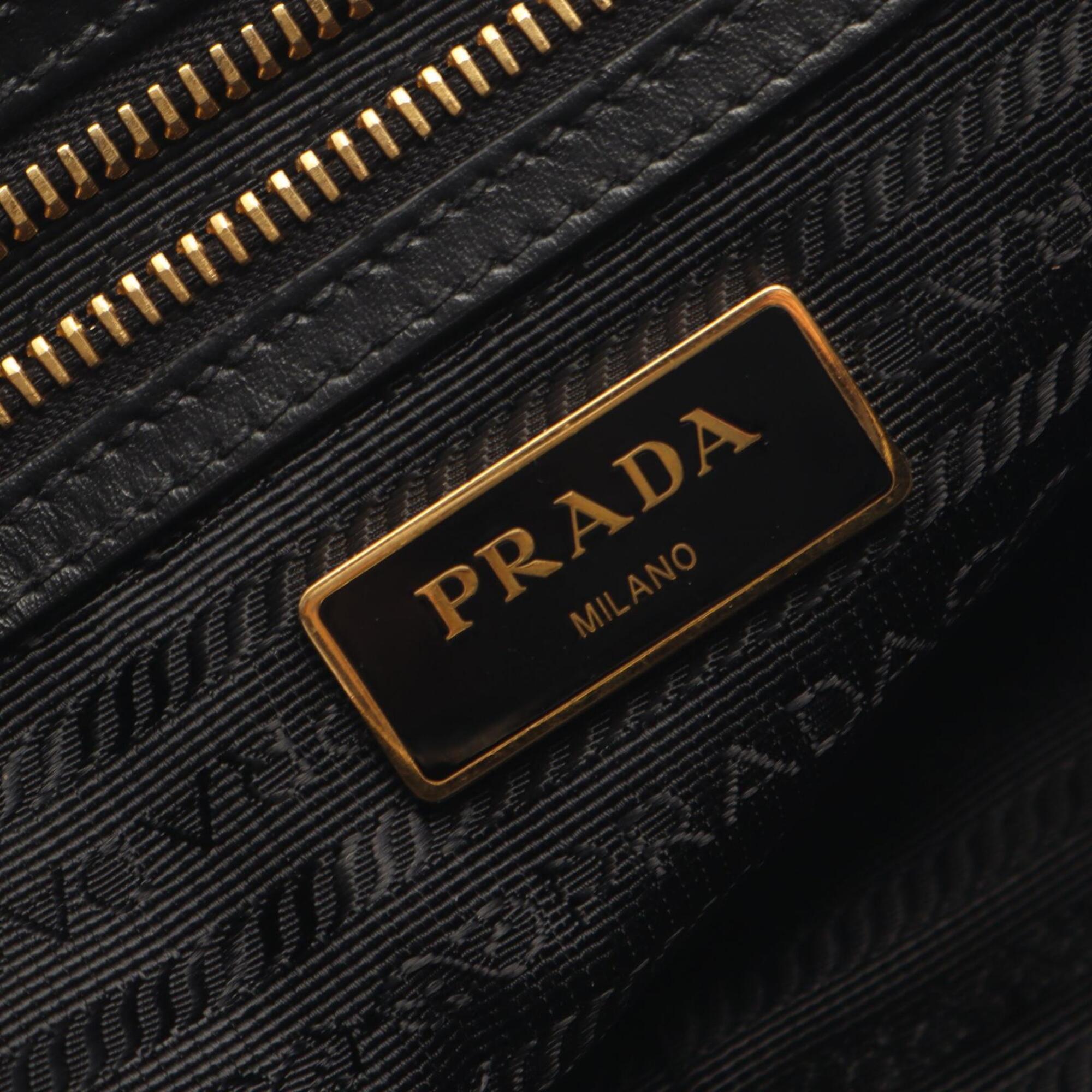 Prada Black Canvas Leather Handbag Shoulder Bag (Pre-Owned)