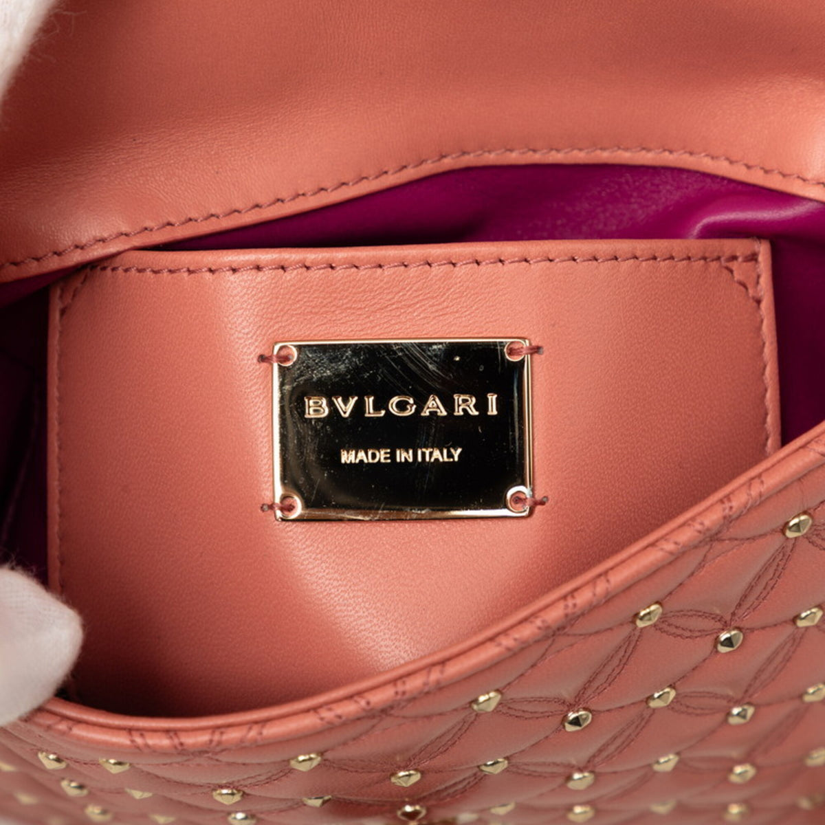 Bvlgari Pink Leather Metal Shoulder Bag (Pre-Owned)