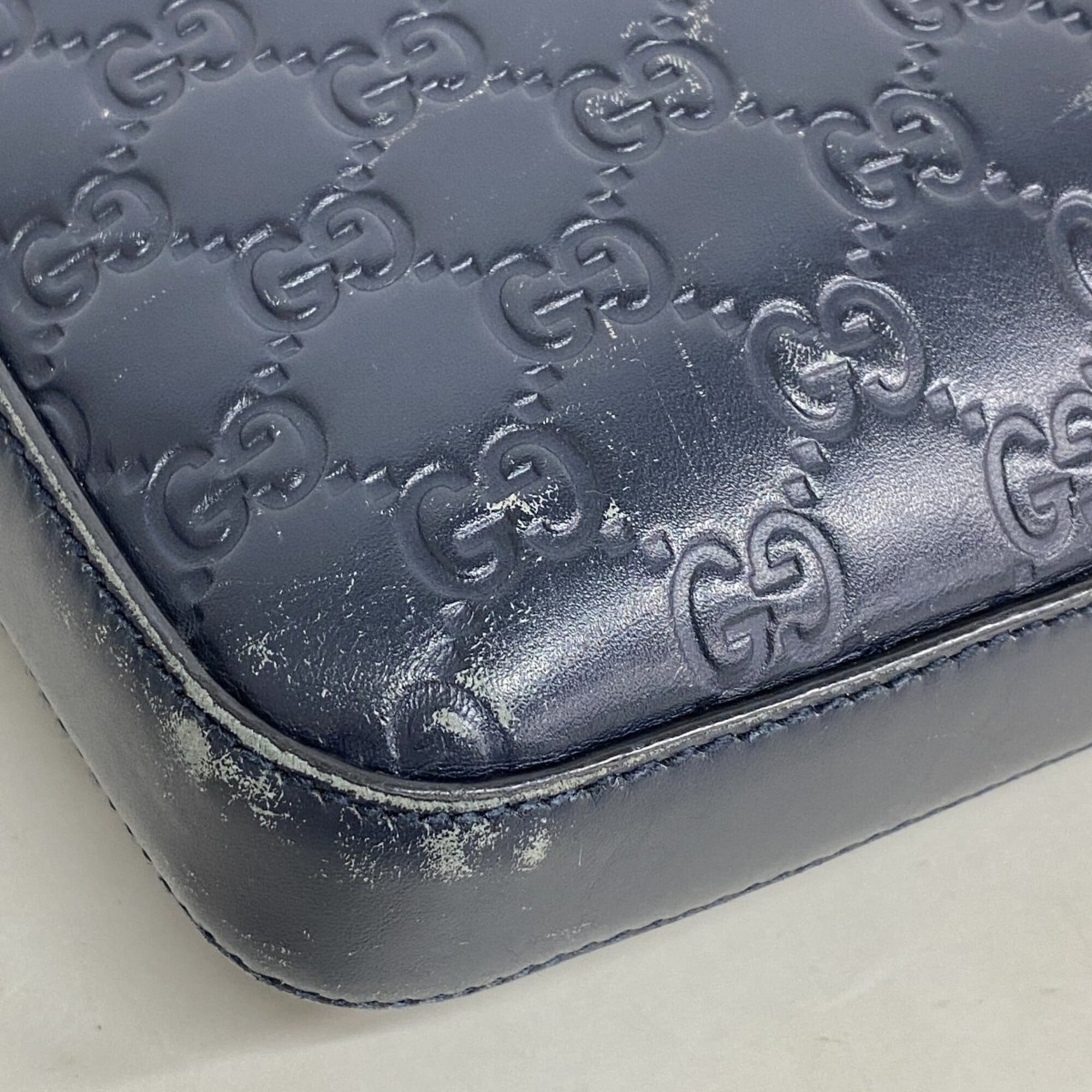 Gucci Navy Leather Shoulder Bag (Pre-Owned)