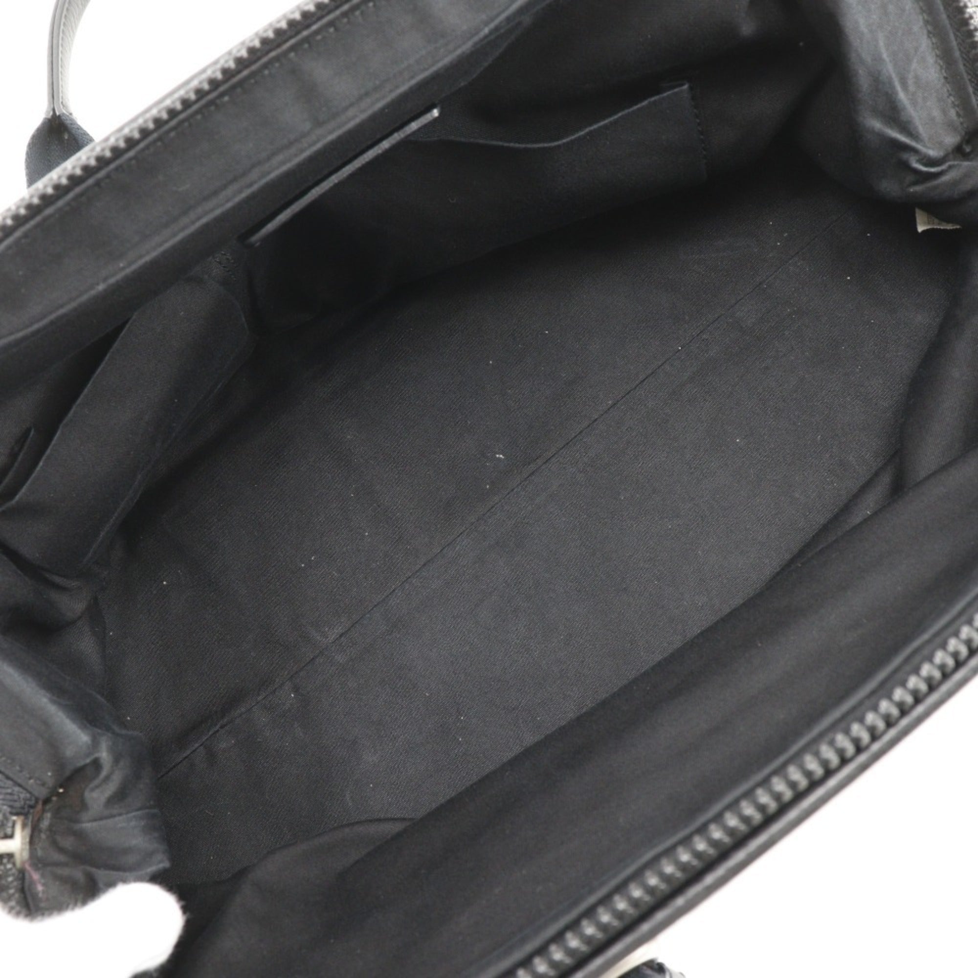 Bottega Veneta Black Gray Canvas Leather Tote Bag (Pre-Owned)