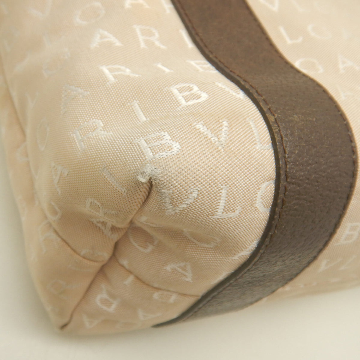 Bvlgari Logomania Beige Brown Canvas Leather Tote Bag (Pre-Owned)