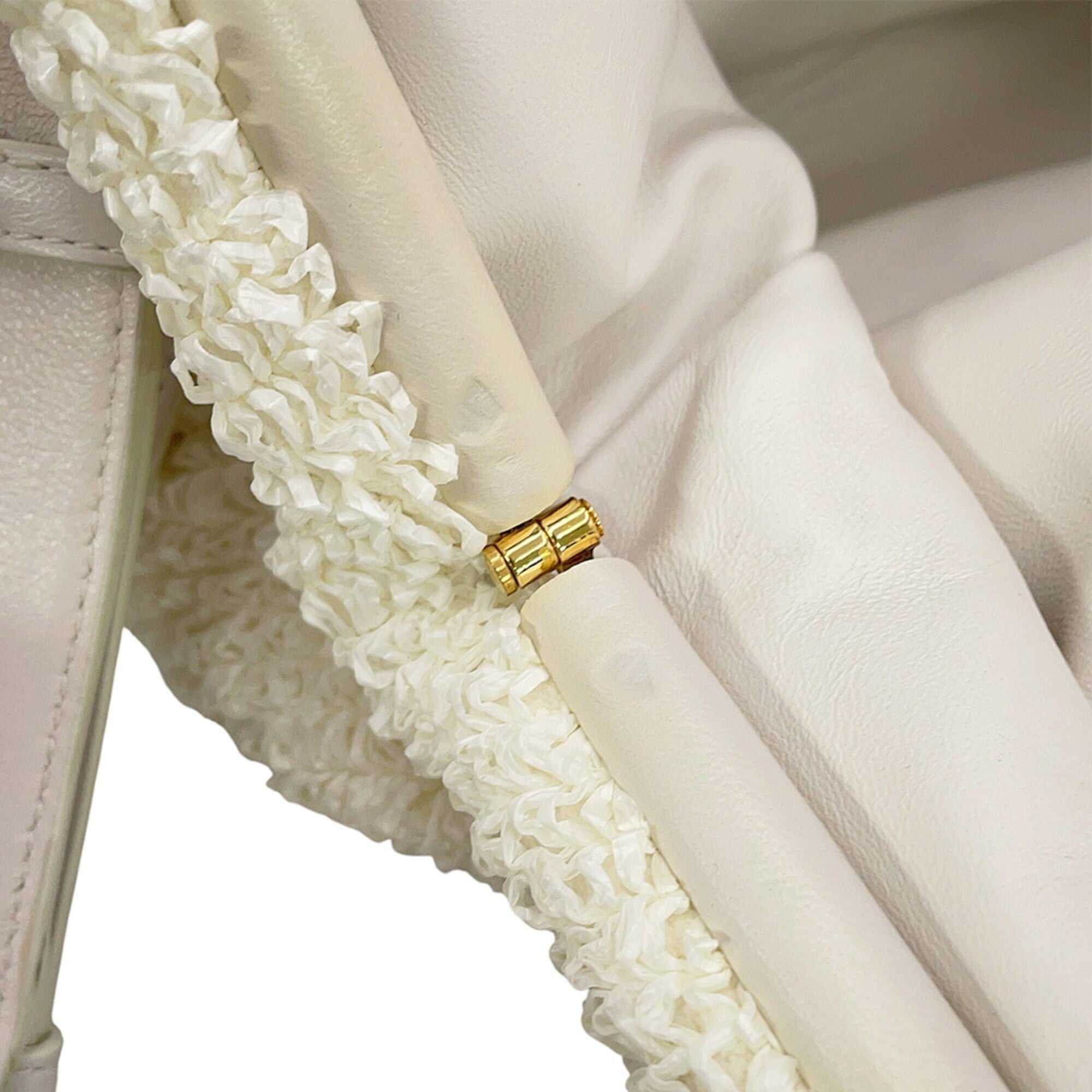 Bottega Veneta White Yellow Nylon Handbag Shoulder Bag (Pre-Owned)