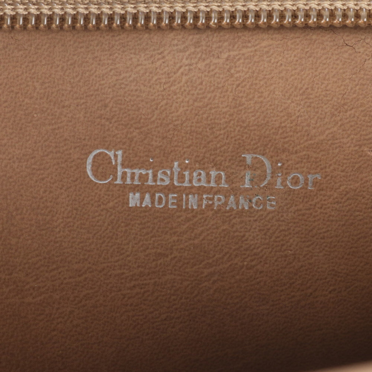 Christian Dior Beige Black Leather Coated Canvas Clutch Bag Pouch (Pre-Owned)