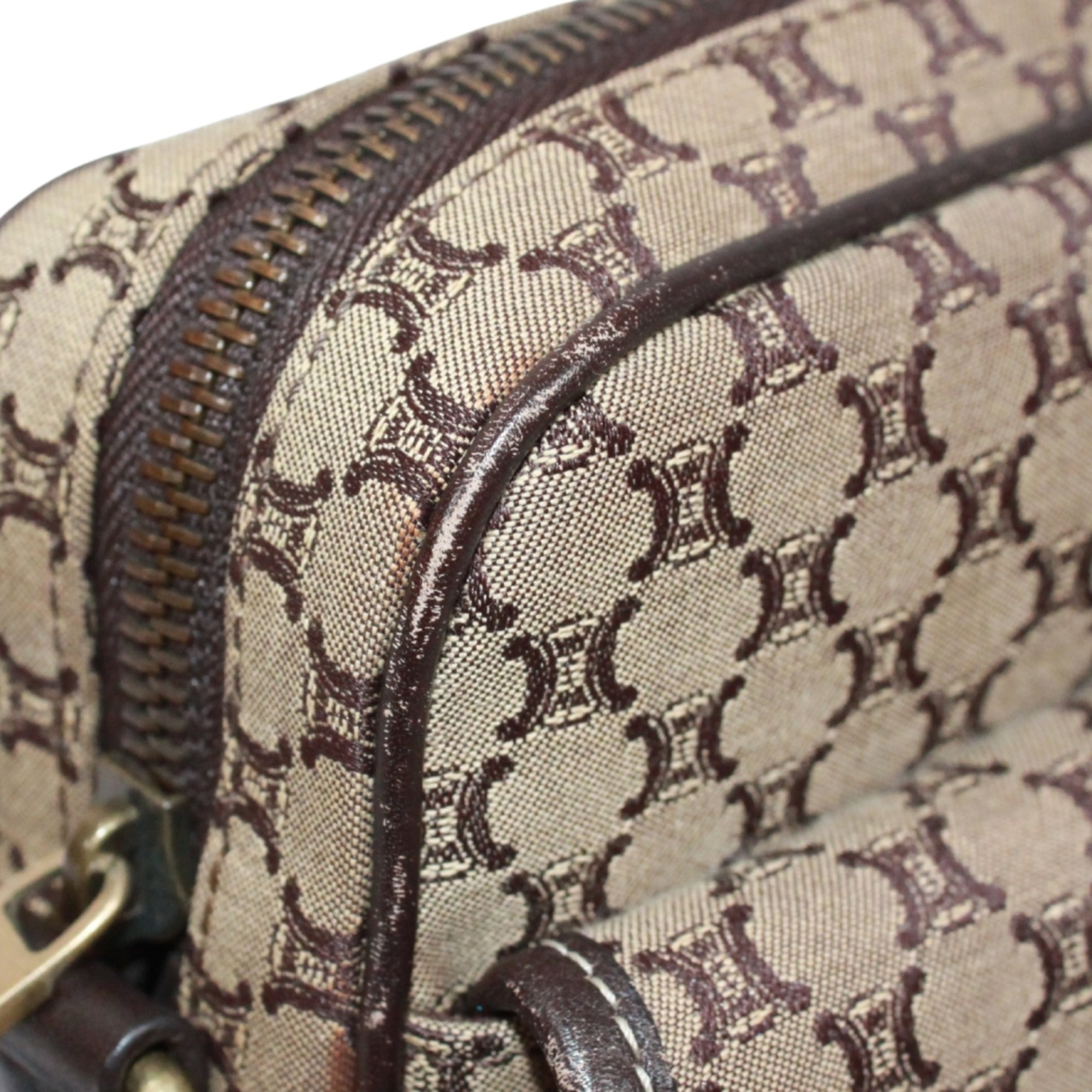 Celine Brown Canvas Leather Shoulder Bag (Pre-Owned)