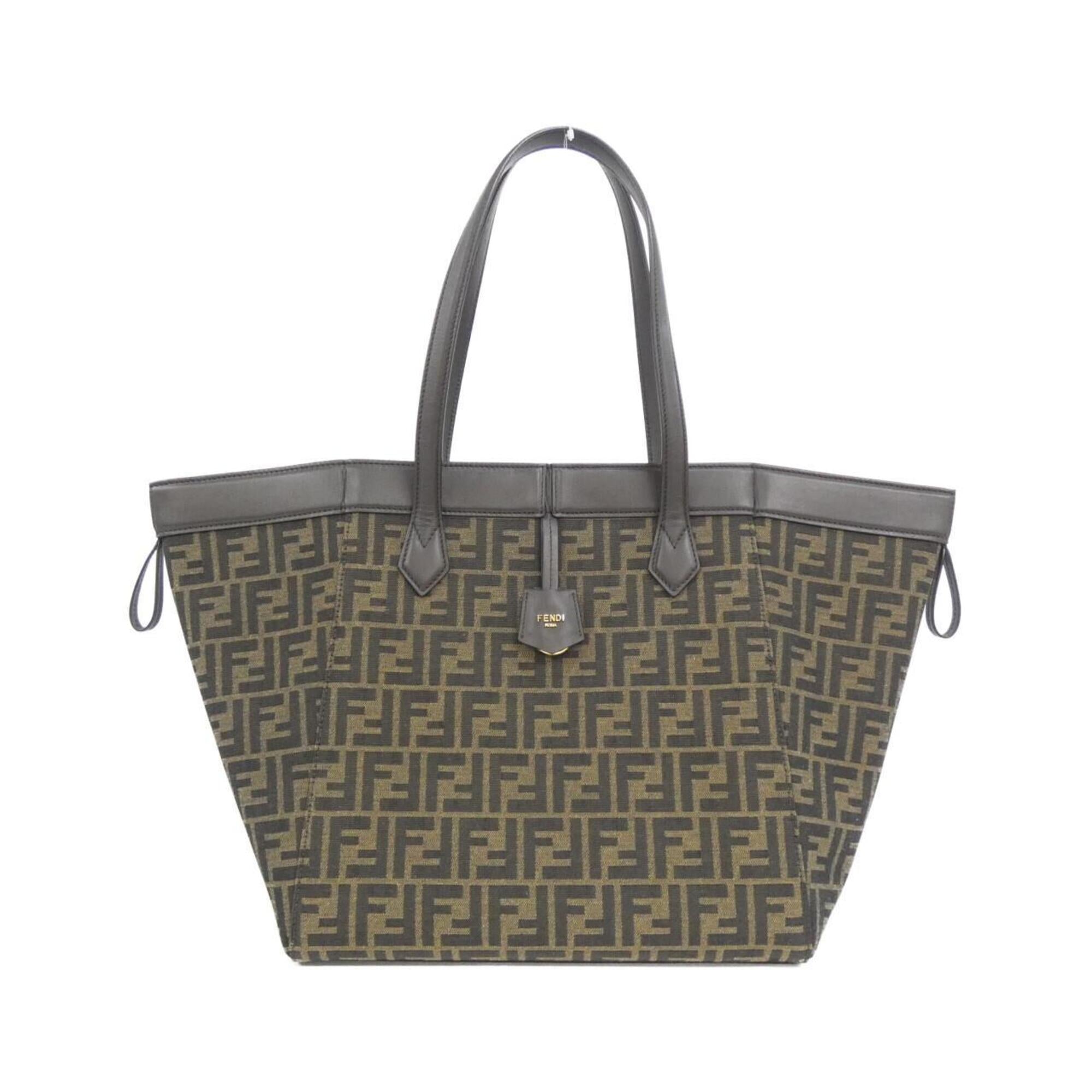 Fendi Gold Canvas Leather Shoulder Bag (Pre-Owned)