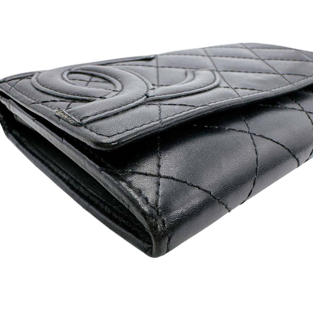 Chanel Black Leather Wallet (Bi-Fold) (Pre-Owned)