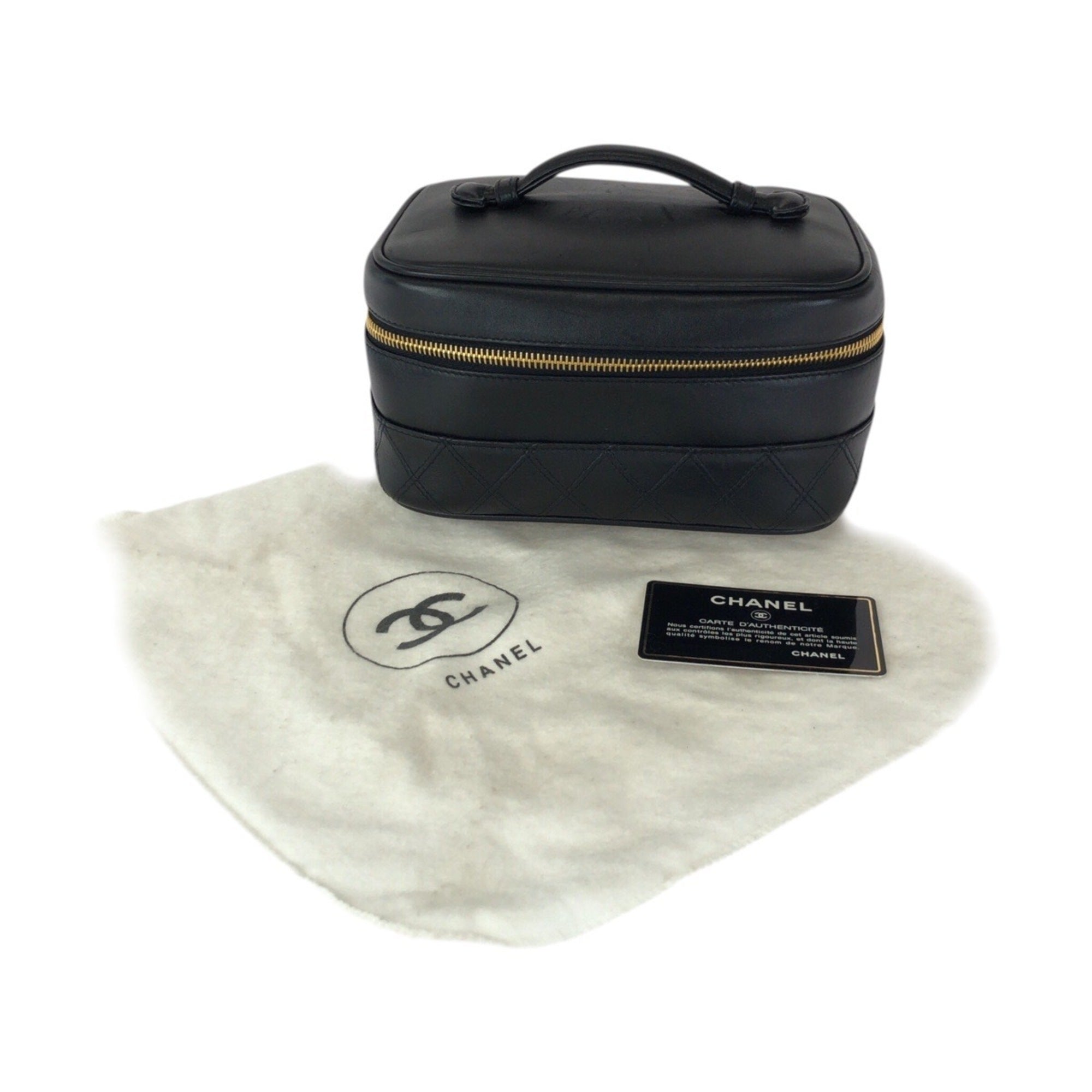 Chanel Black Leather Pouch Vanity Bag (Pre-Owned)