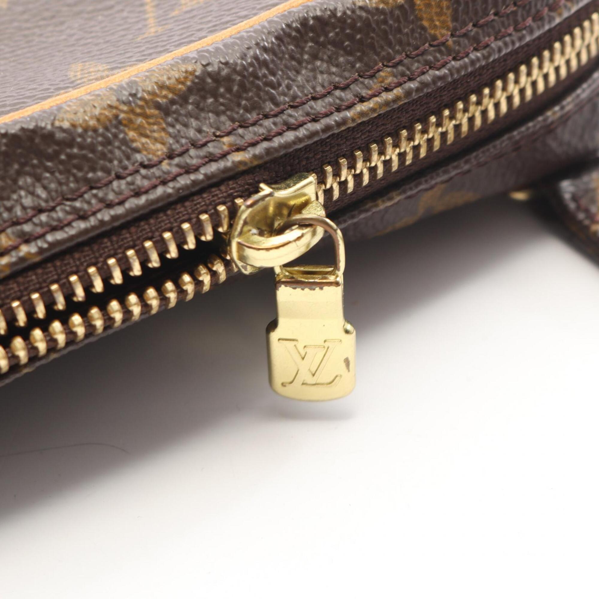 Louis Vuitton Brown Coated Canvas Leather Handbag Shoulder Bag (Pre-Owned)