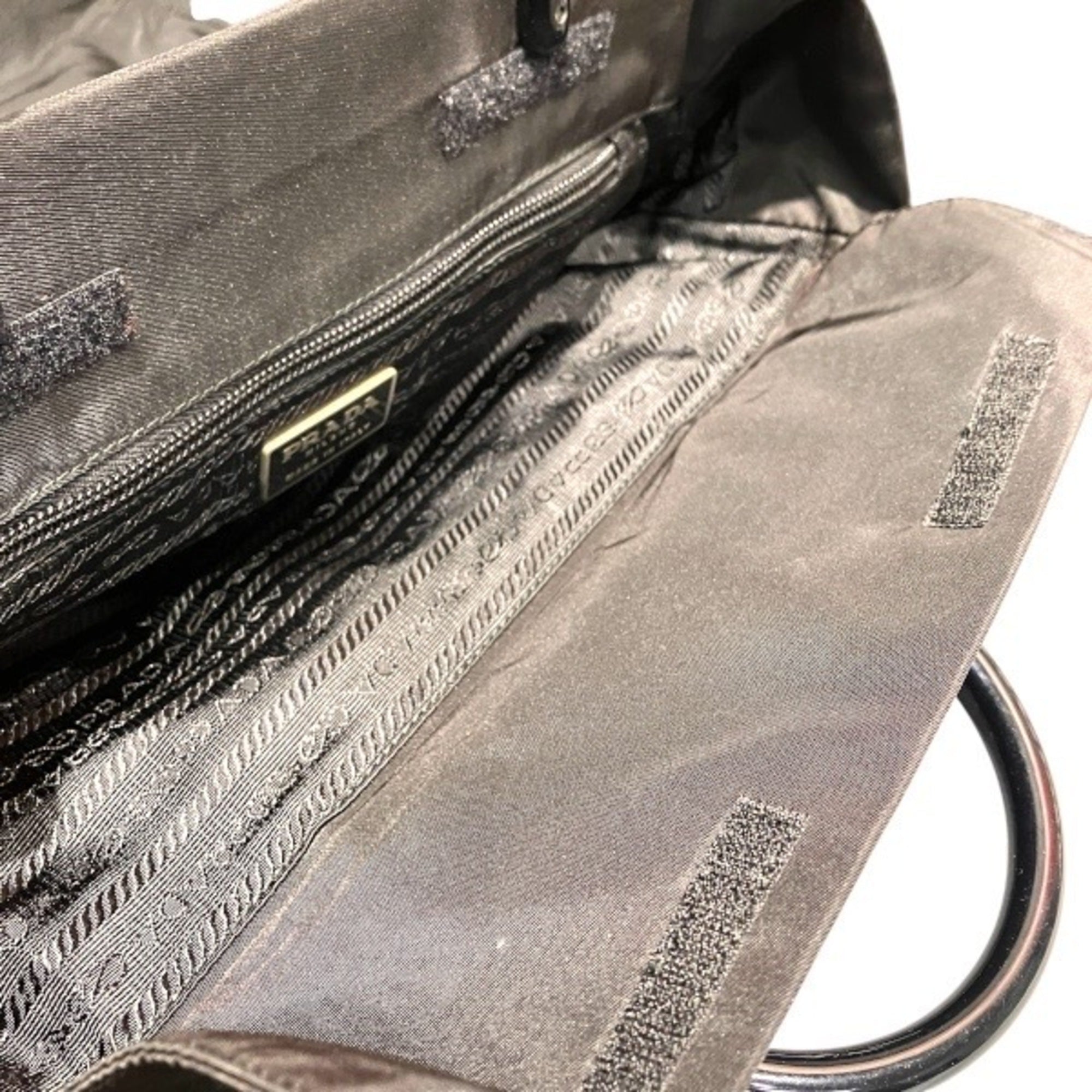 Prada Black Nylon Plastic Handbag Tote Bag (Pre-Owned)