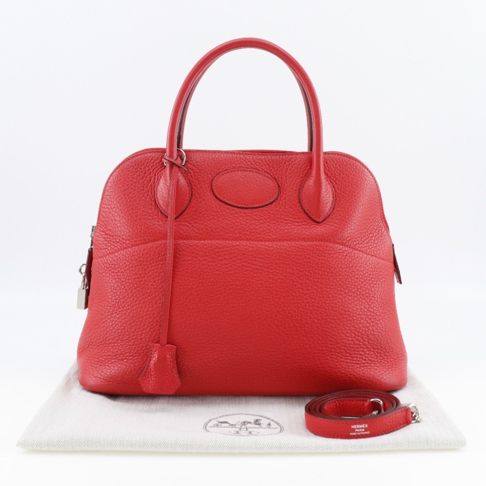 Hermes Bolide Red Color Taurillon Clemence Leather Handbag (Pre-Owned)