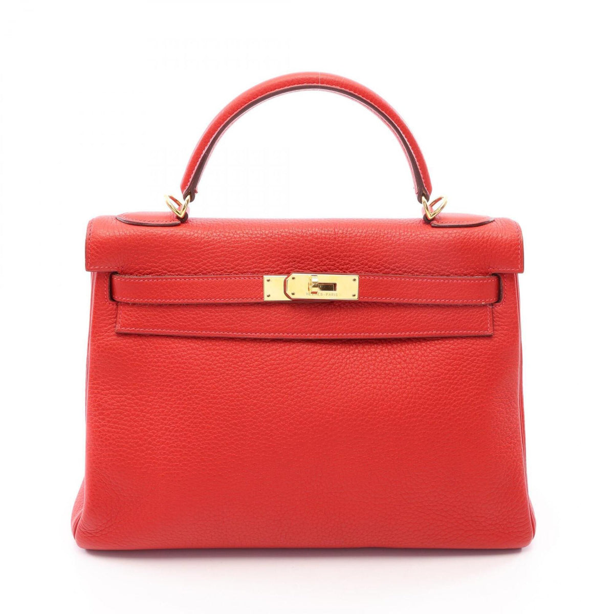 Hermes Red Color Taurillon Clemence Leather Handbag (Pre-Owned)