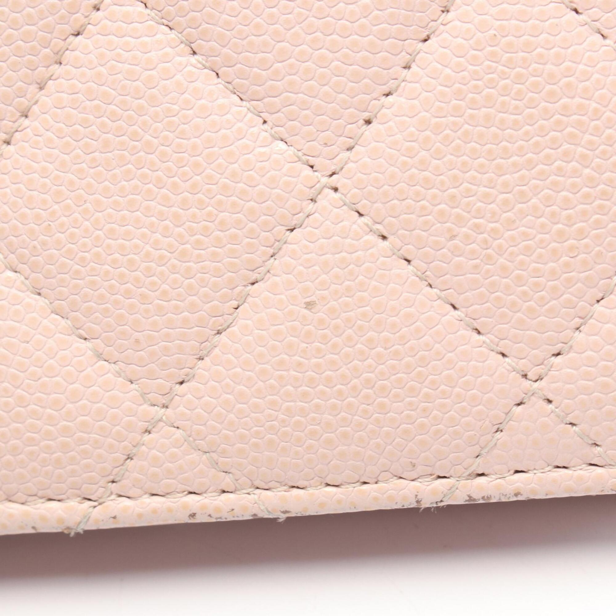 Chanel Pink Grained Calfskin Wallet (Bi-Fold) (Pre-Owned)