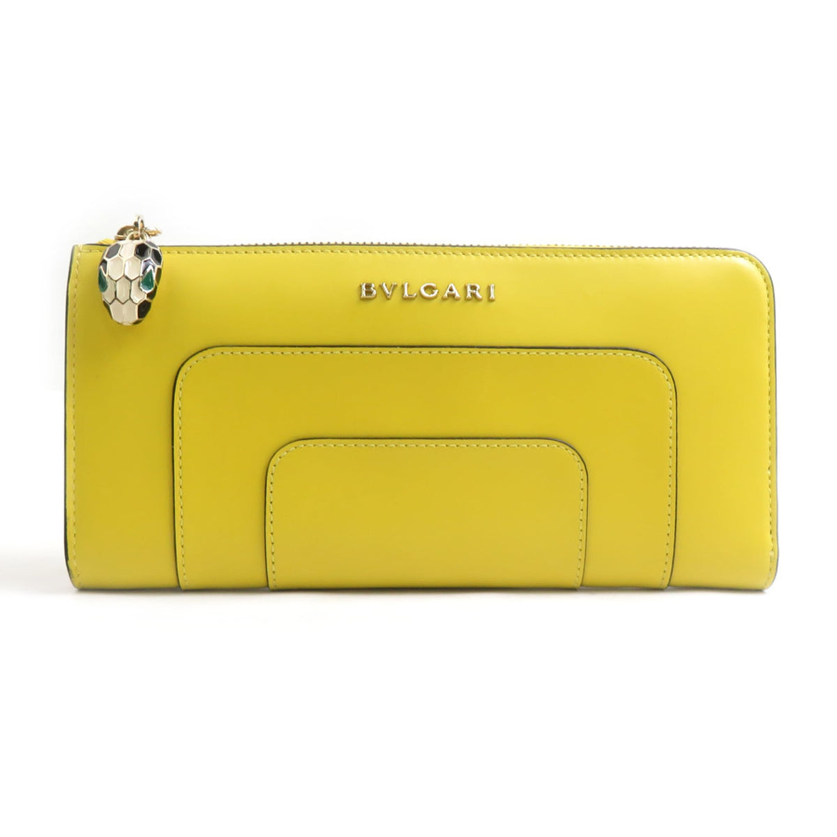 Bvlgari Pink Yellow Leather Long Wallet (Bi-Fold) (Pre-Owned)