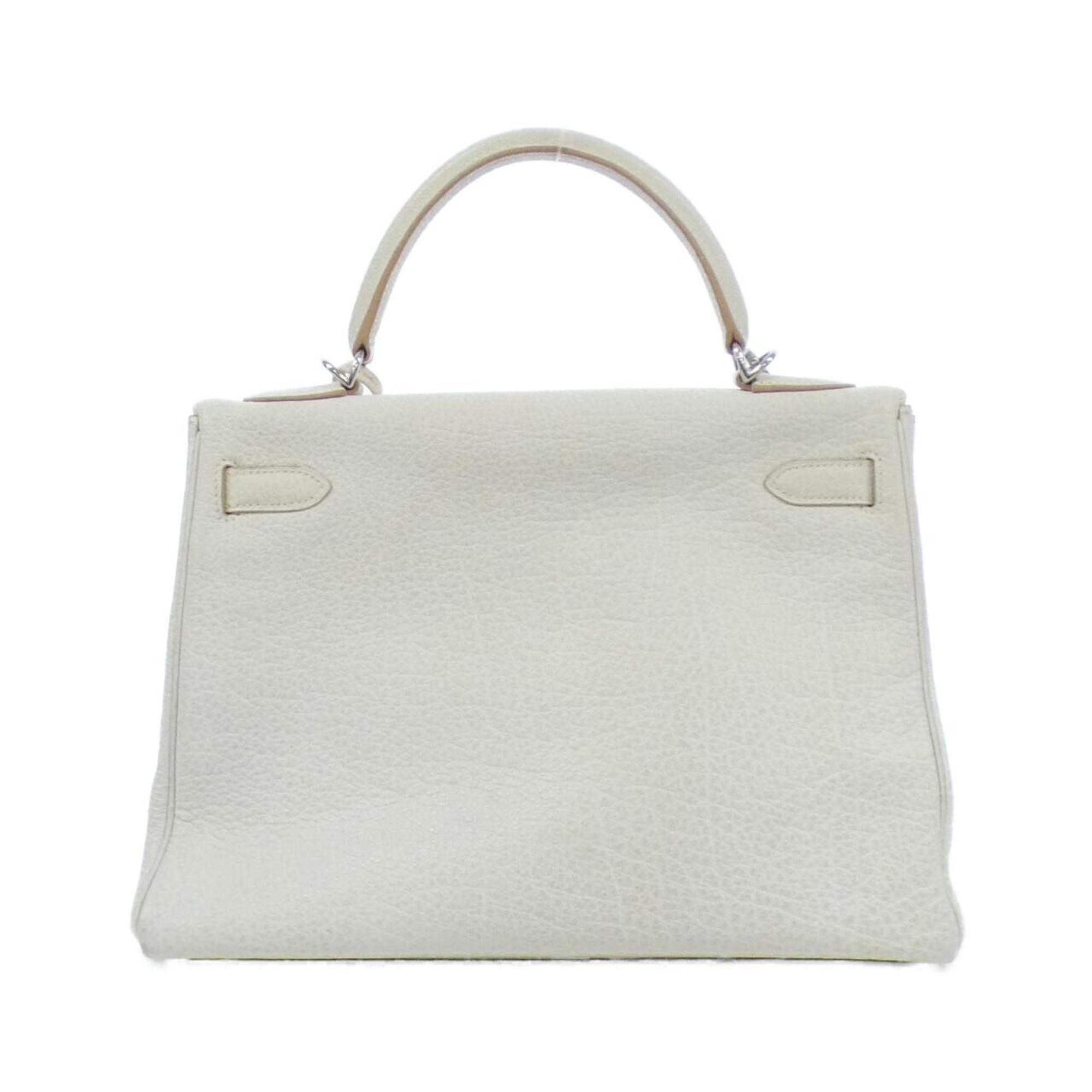 Hermes Kelly Beige White Handbag (Pre-Owned)