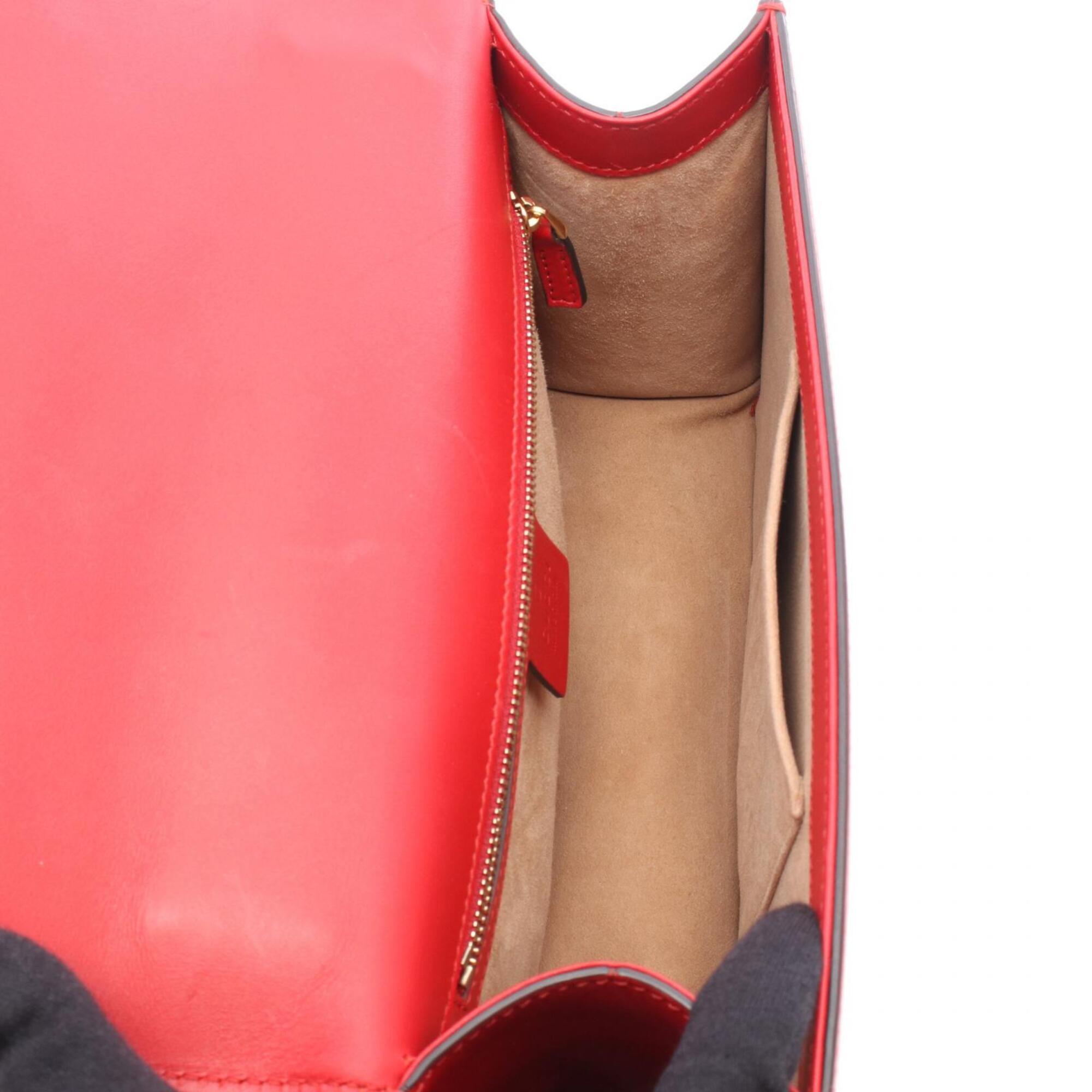 Gucci Red Color Leather Handbag Shoulder Bag (Pre-Owned)
