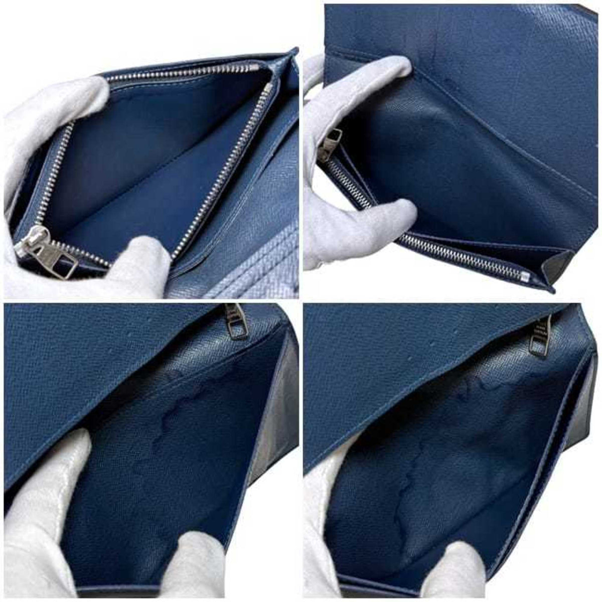 Louis Vuitton Navy Taiga Leather Long Wallet (Bi-Fold) (Pre-Owned)