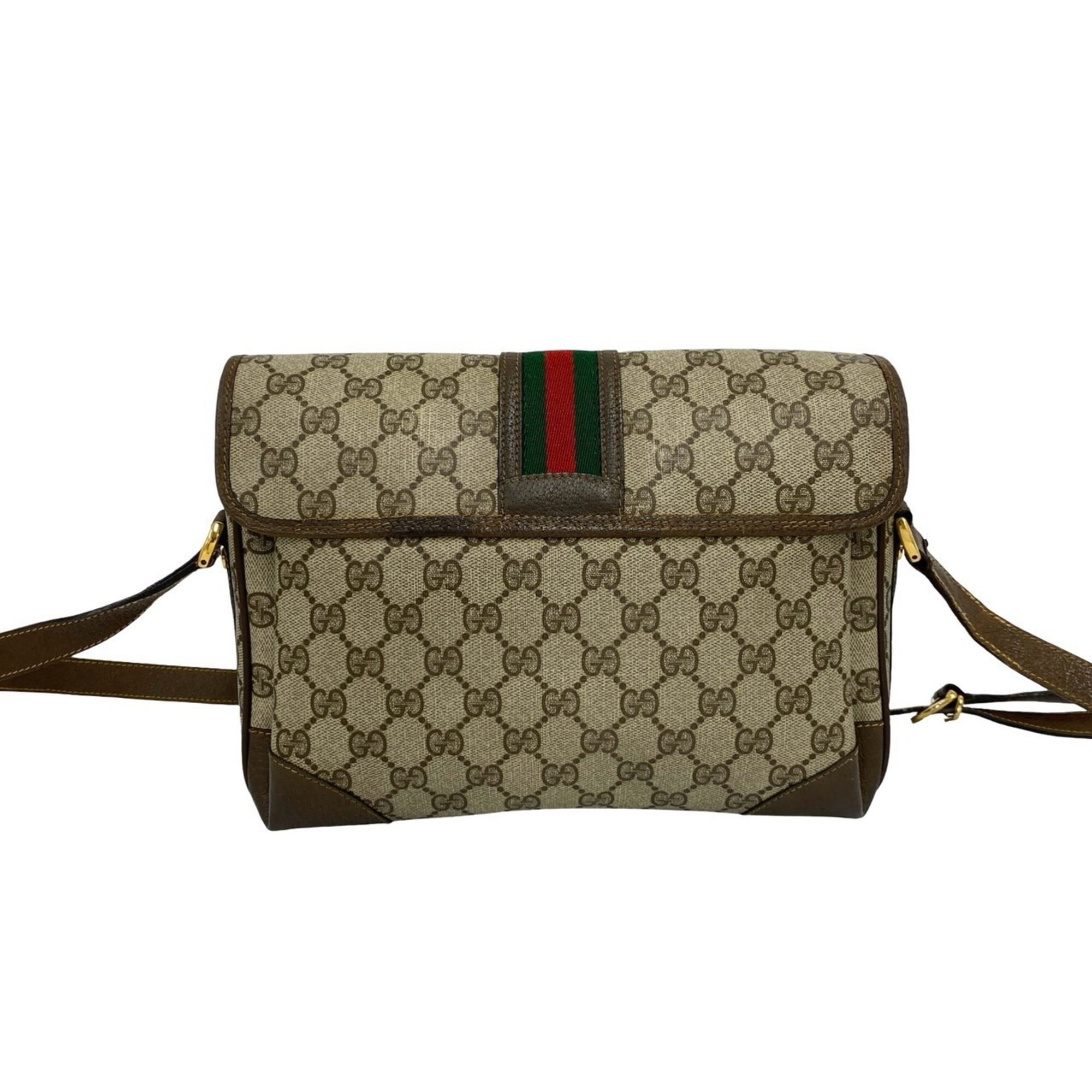 Gucci Brown Green Red Color Leather Pvc Pochette Shoulder Bag (Pre-Owned)