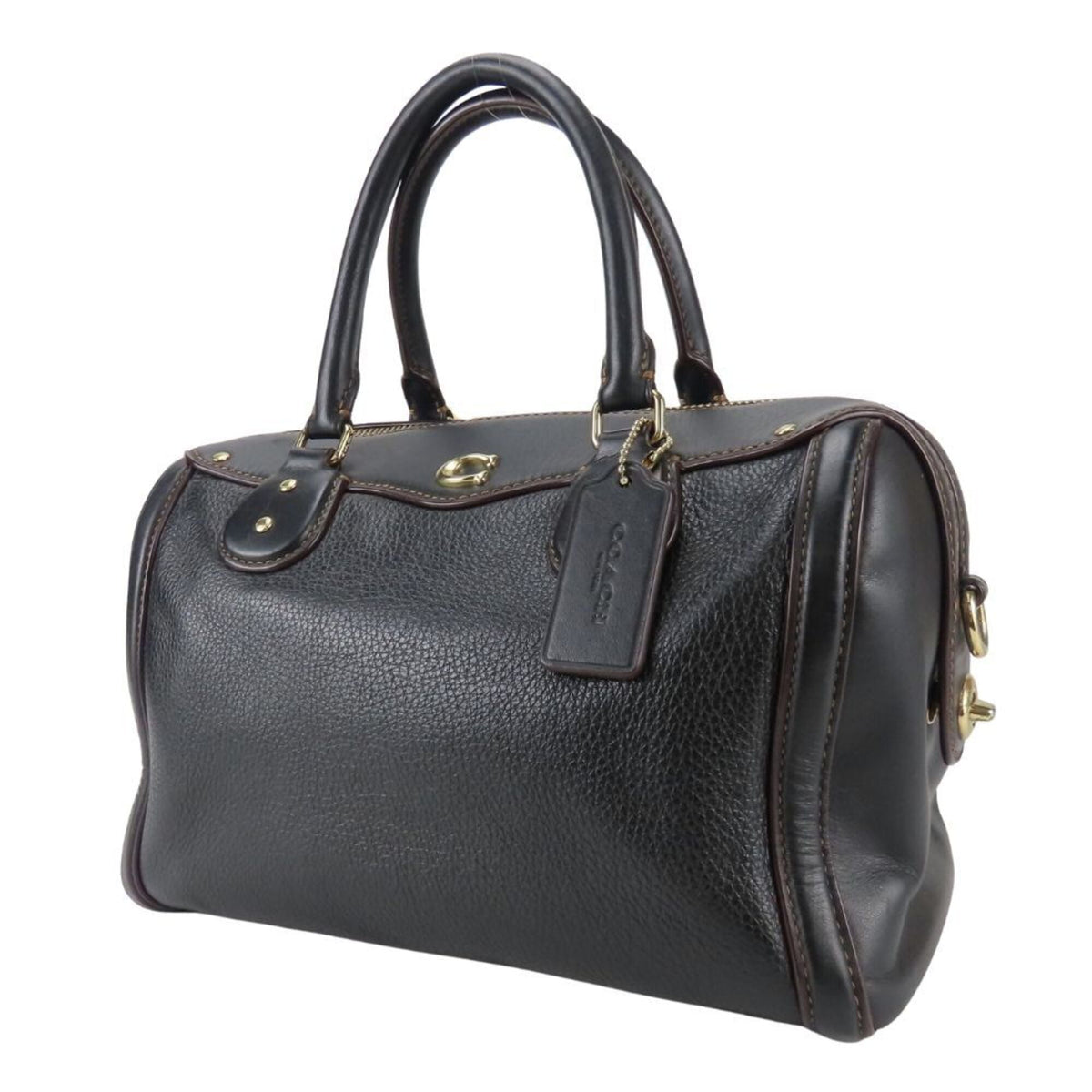 Coach Black Dark Brown Leather Handbag (Pre-Owned)