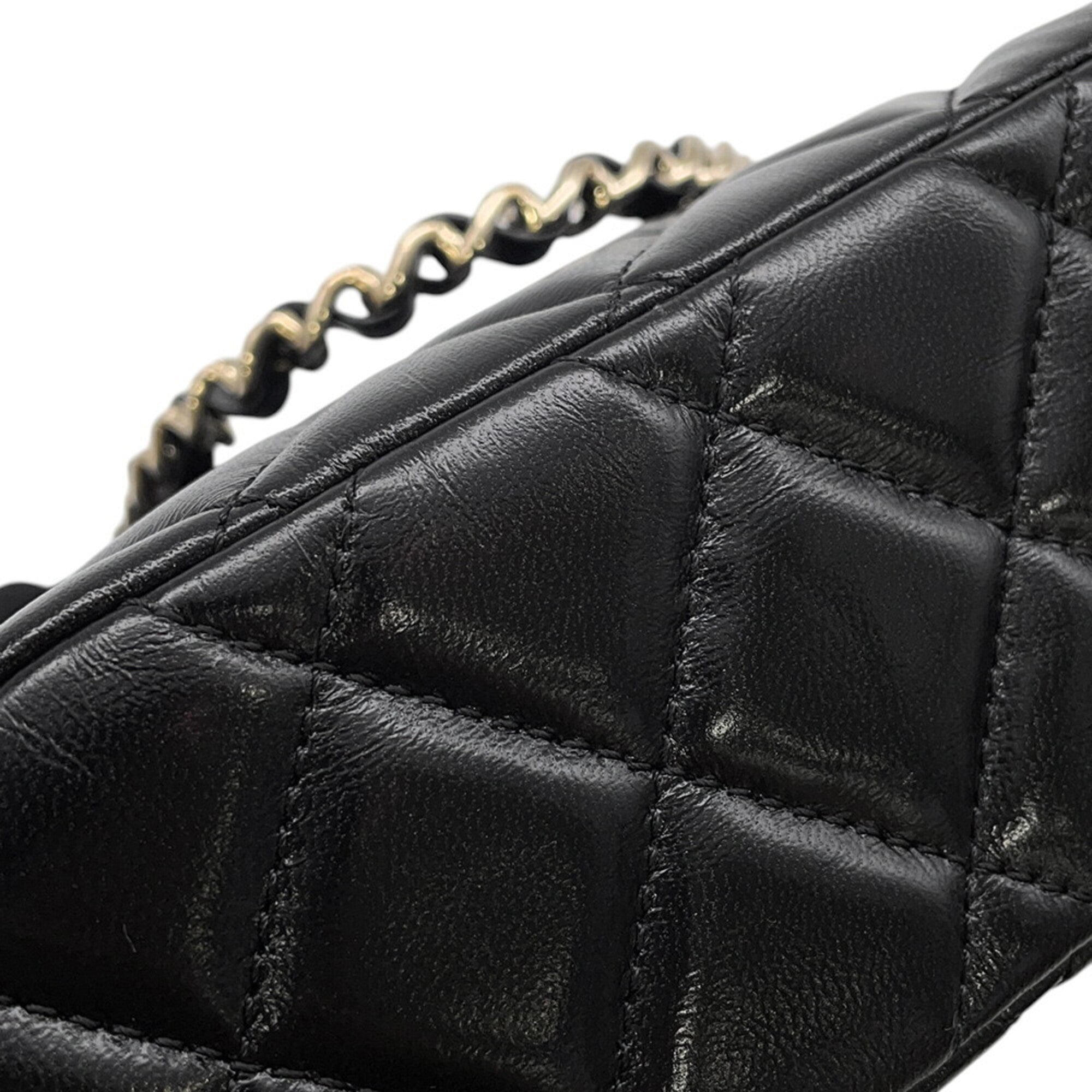Chanel Black Champagne Gold Leather Handbag Shopping Bag Shoulder Bag (Pre-Owned)