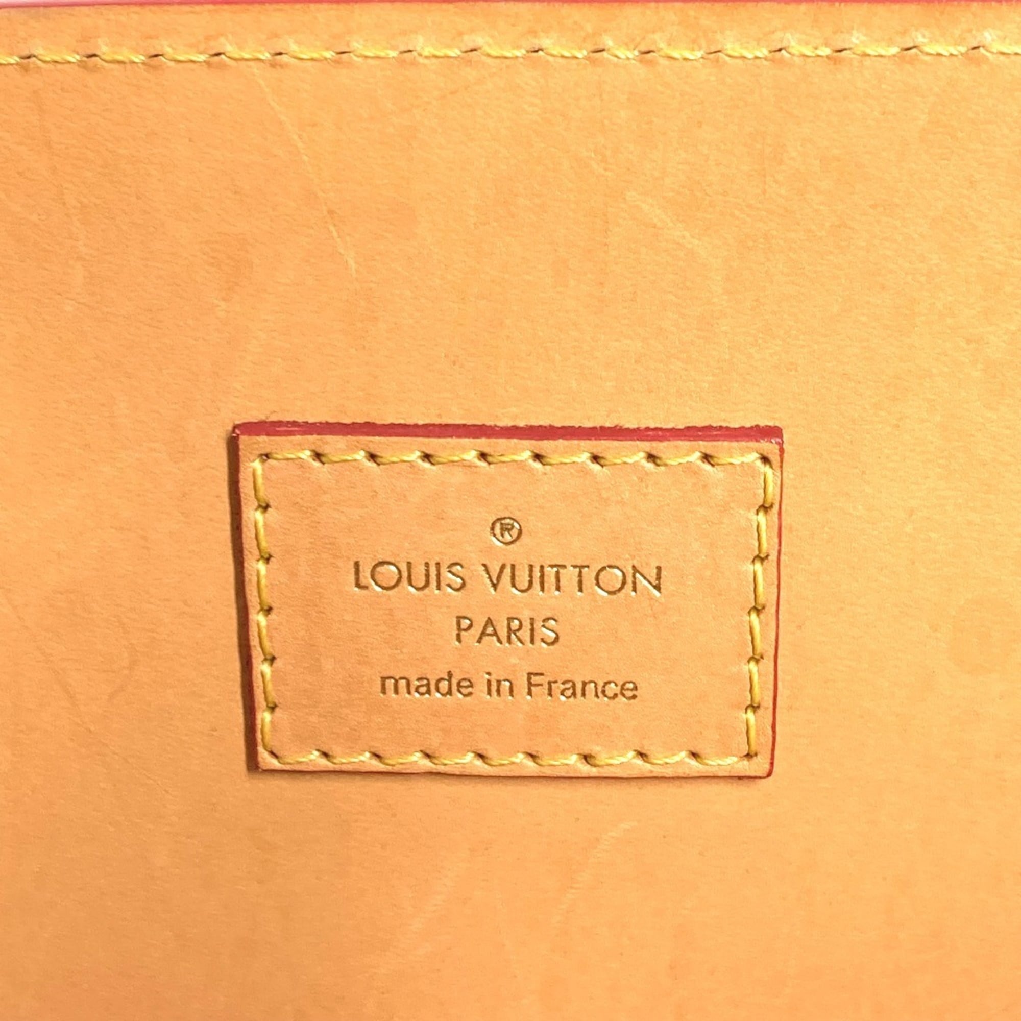 Louis Vuitton Brown Red Color Monogram Canvas Leather Handbag Tote Bag (Pre-Owned)