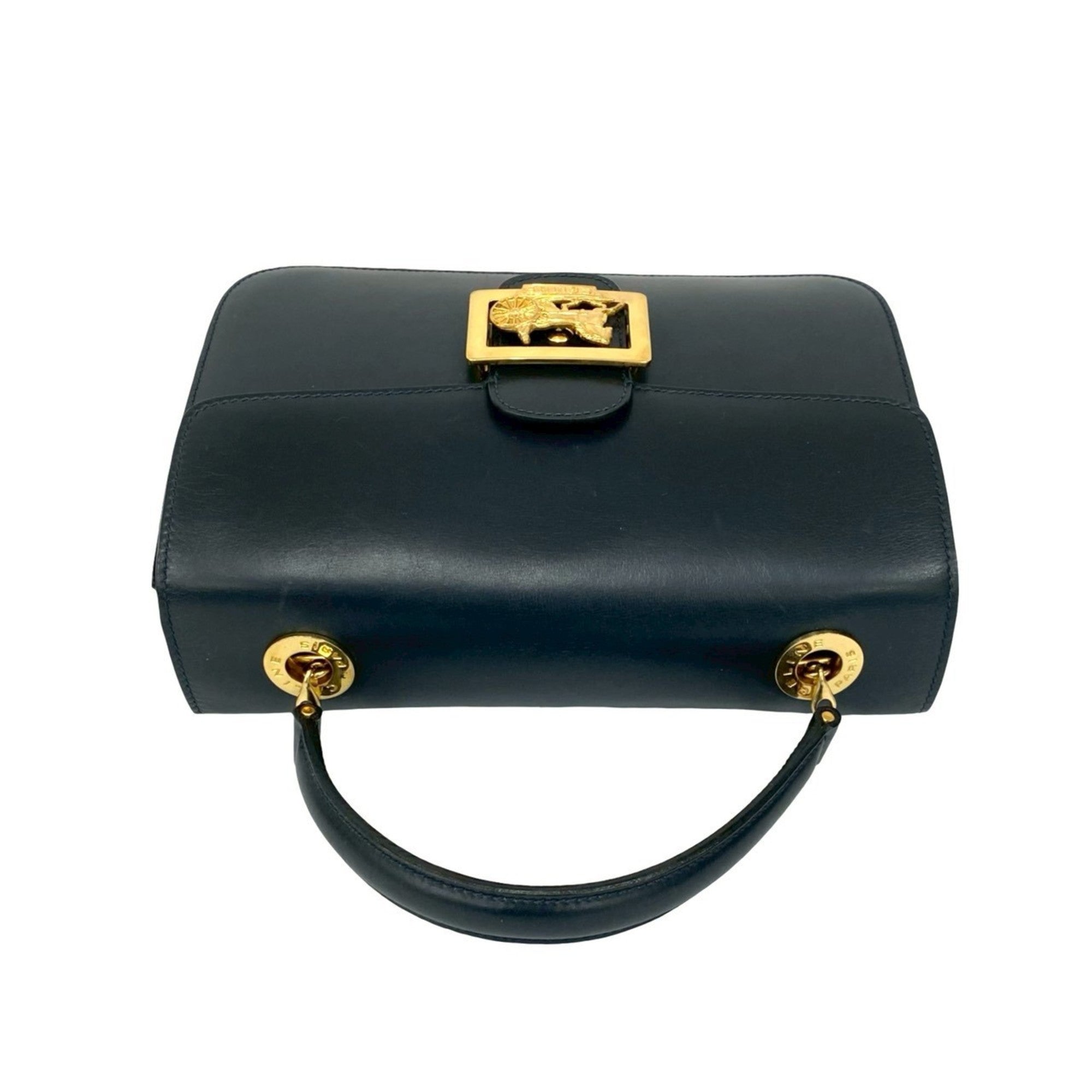 Celine Navy Leather Handbag Tote Bag (Pre-Owned)