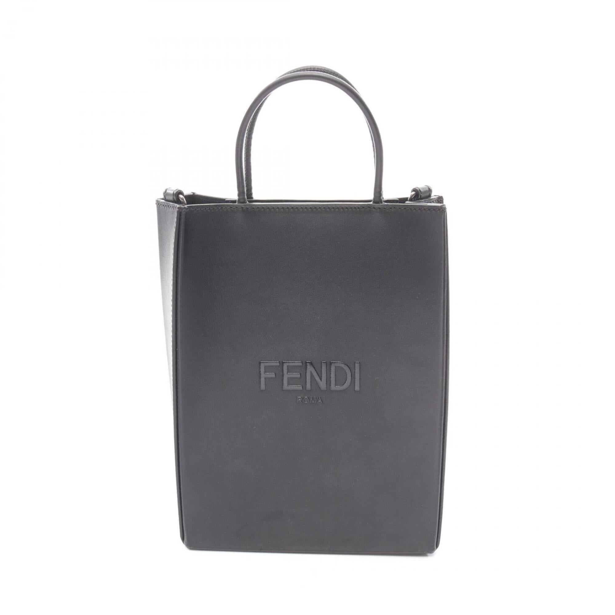 Fendi Black Leather Handbag Shopping Bag (Pre-Owned)