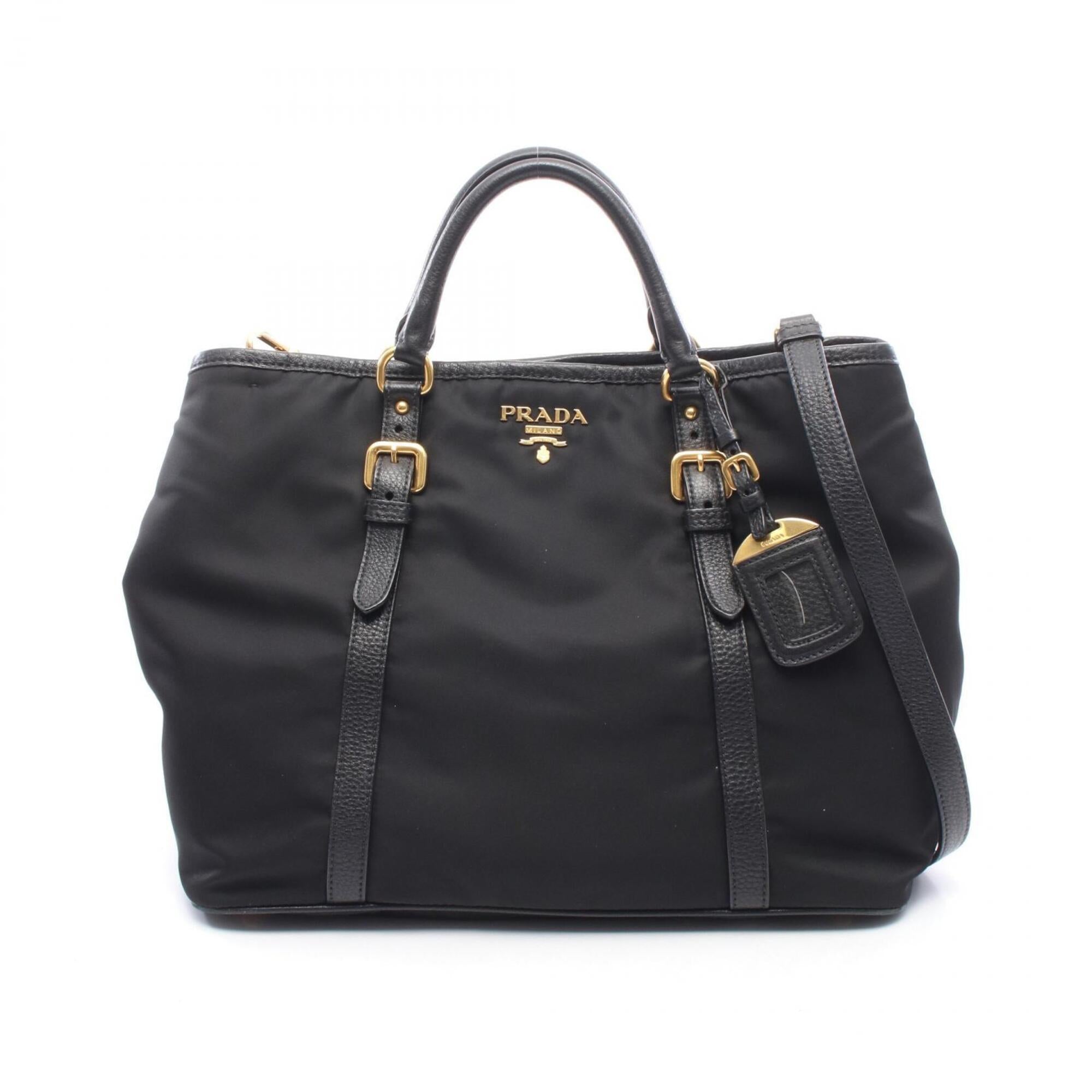 Prada Black Nylon Leather Handbag (Pre-Owned)