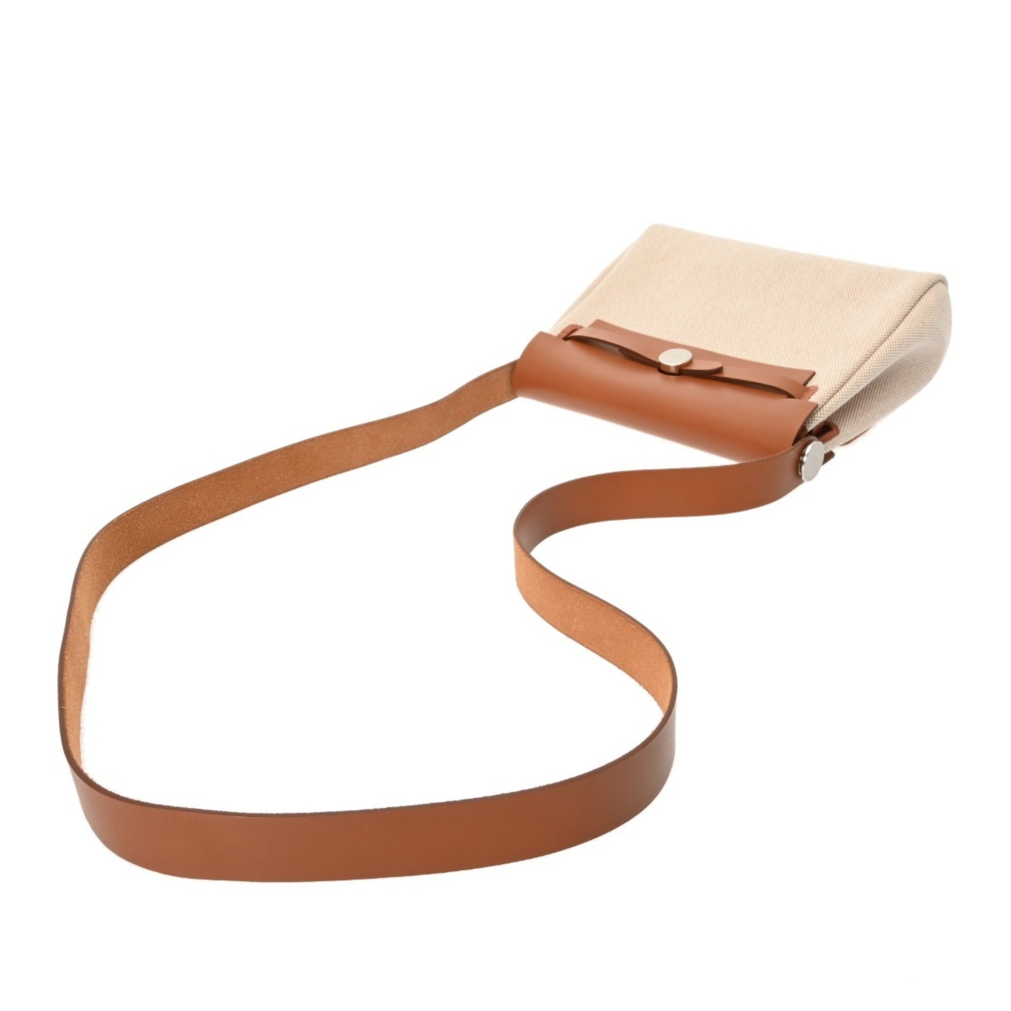 Hermes Ecru Fauve Leather Canvas Handbag (Pre-Owned)