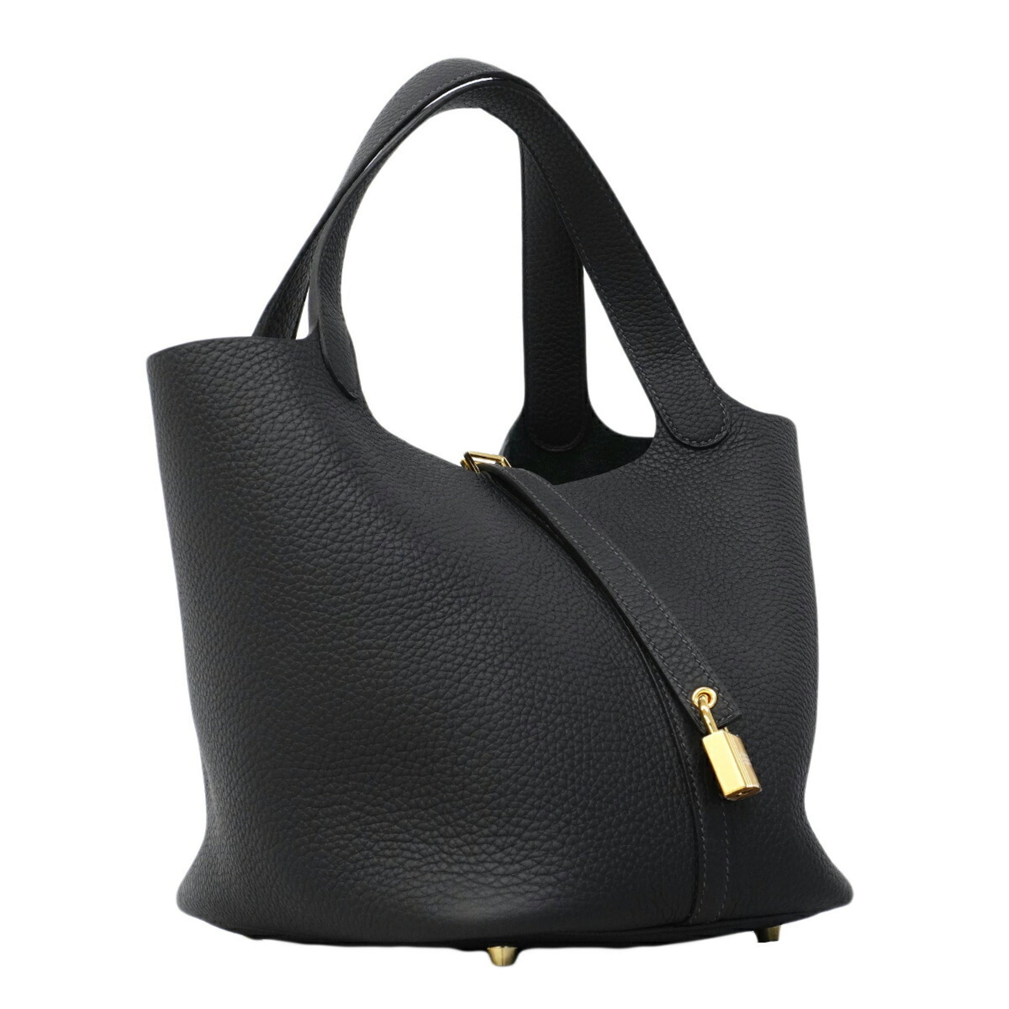 Hermes Gray Taurillon Clemence Leather Handbag (Pre-Owned)