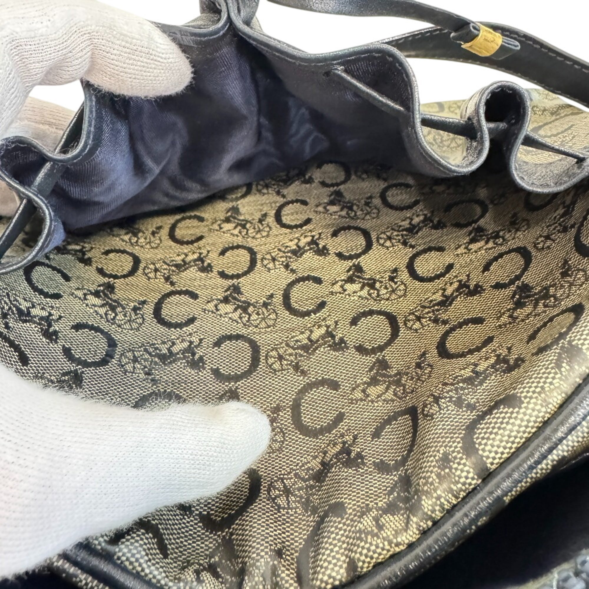 Celine Gray Navy Pvc Leather Pochette Shoulder Bag (Pre-Owned)