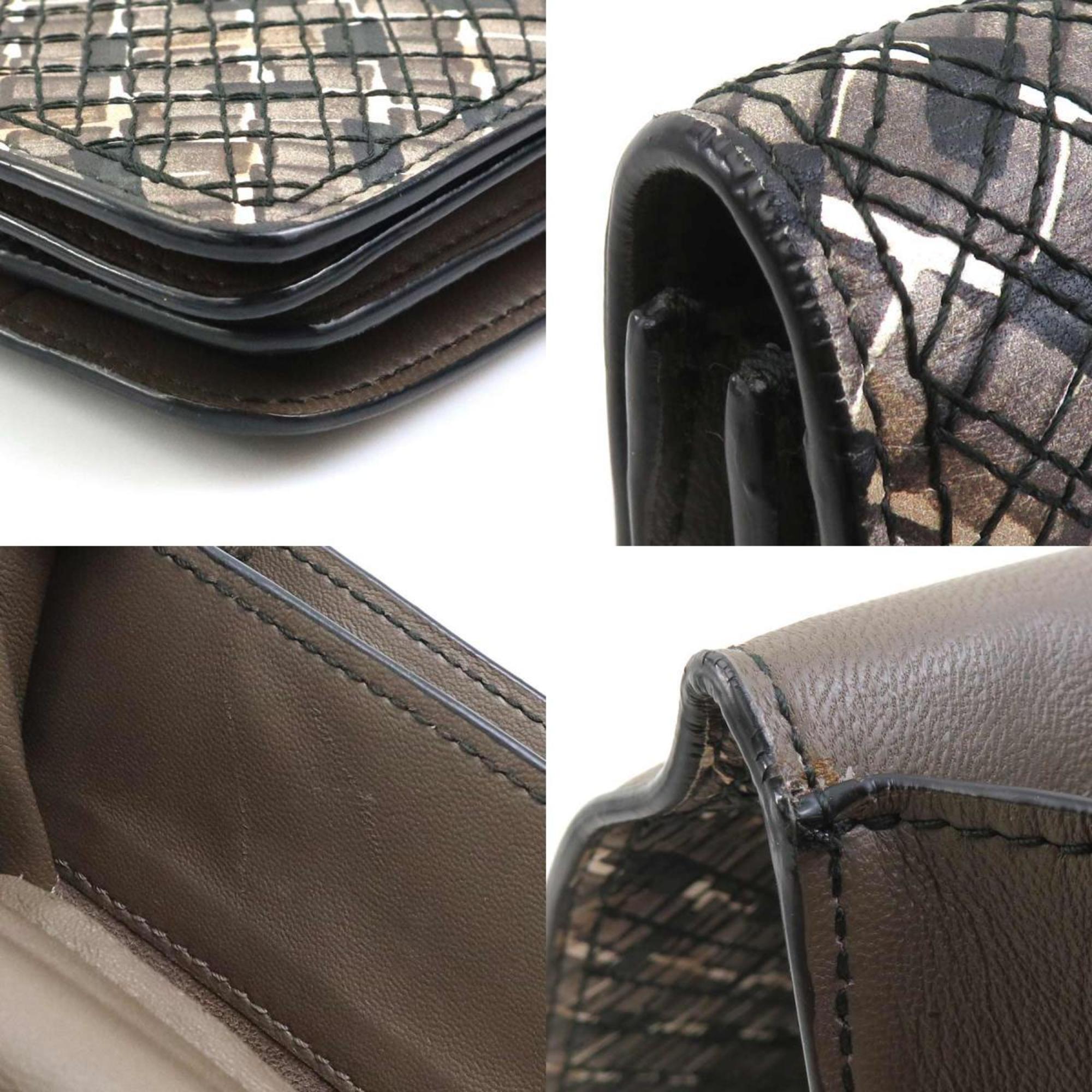 Bottega Veneta Black Brown Leather Clutch Bag (Pre-Owned)
