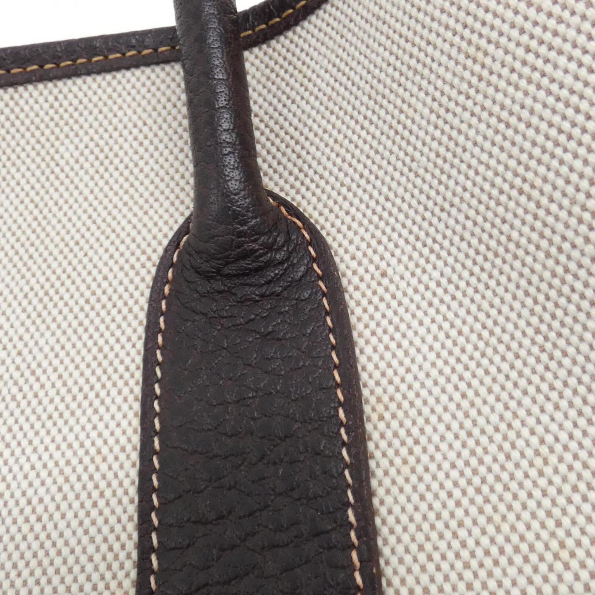 Hermes Brown Toile H Buffle Skipper Leather Handbag (Pre-Owned)