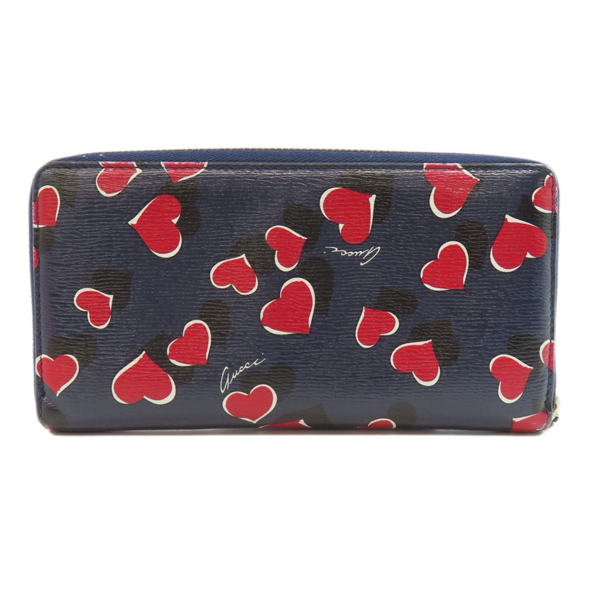 Gucci Navy Leather Long Wallet (Bi-Fold) (Pre-Owned)