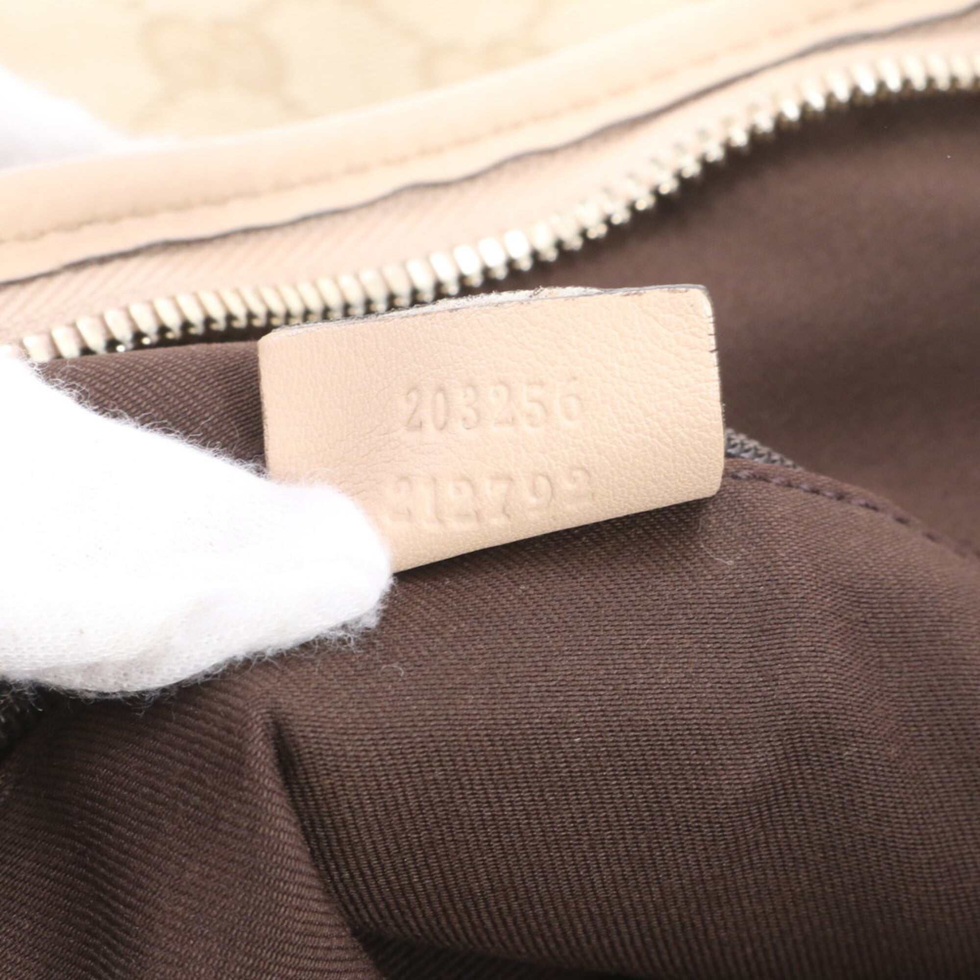 Gucci Beige Leather Canvas Shoulder Bag Tote Bag (Pre-Owned)